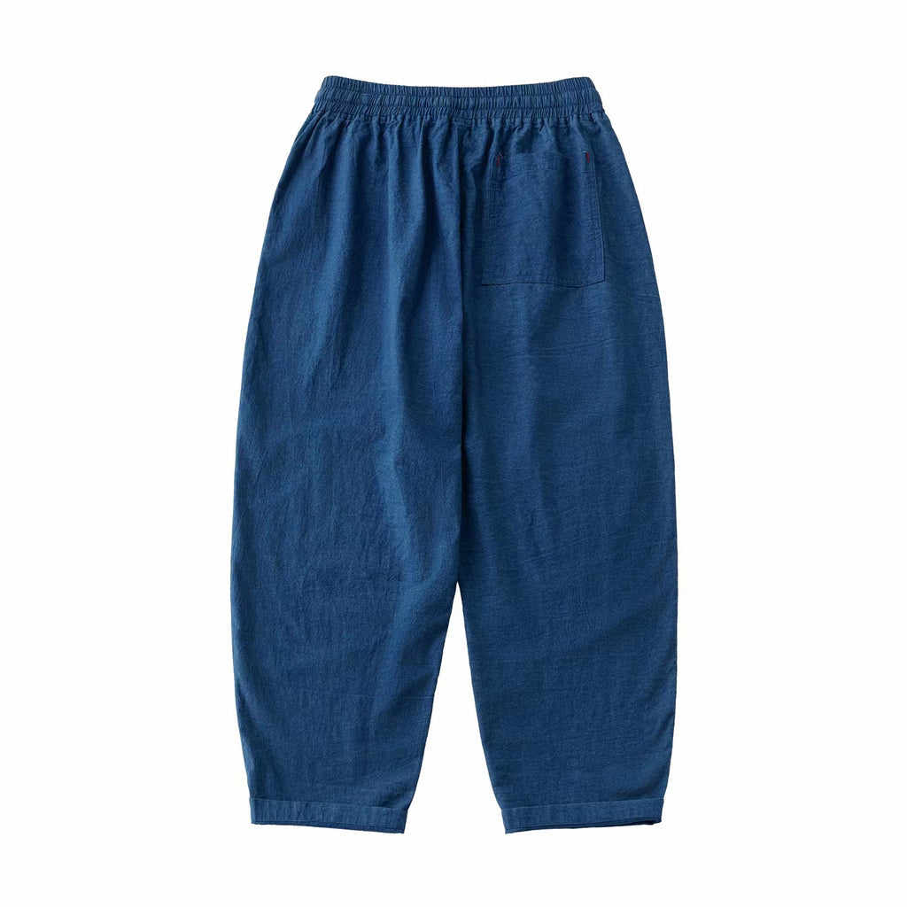 Indigo blue Pants dye trousers natural plant dye cotton pants Unisex Pants with Elastic Band waist Summer Pants (Copy)