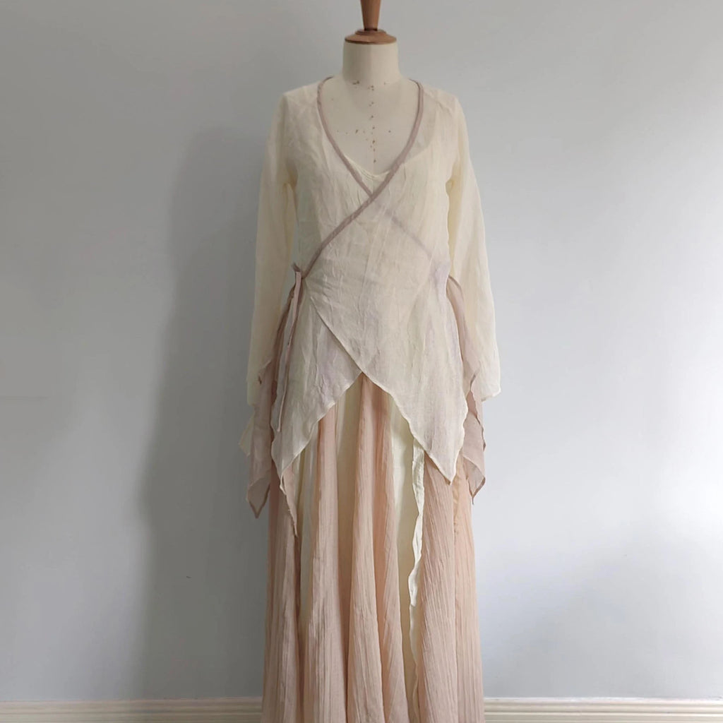 Large Volume Cami dress Maxi cami dress beige color flare dress cotton dress panel dress maxi dress