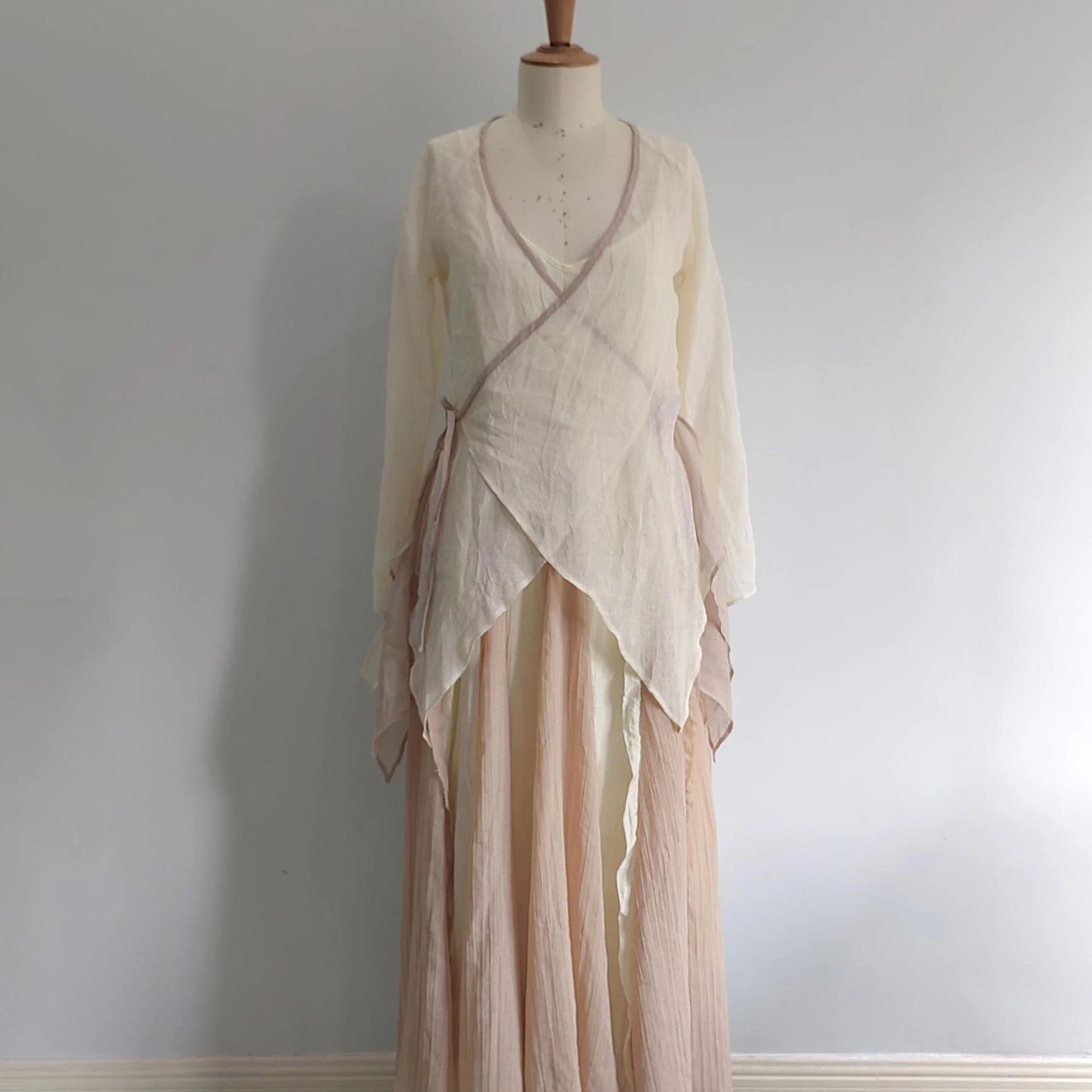 Large Volume Cami dress Maxi cami dress beige color flare dress cotton dress panel dress maxi dress