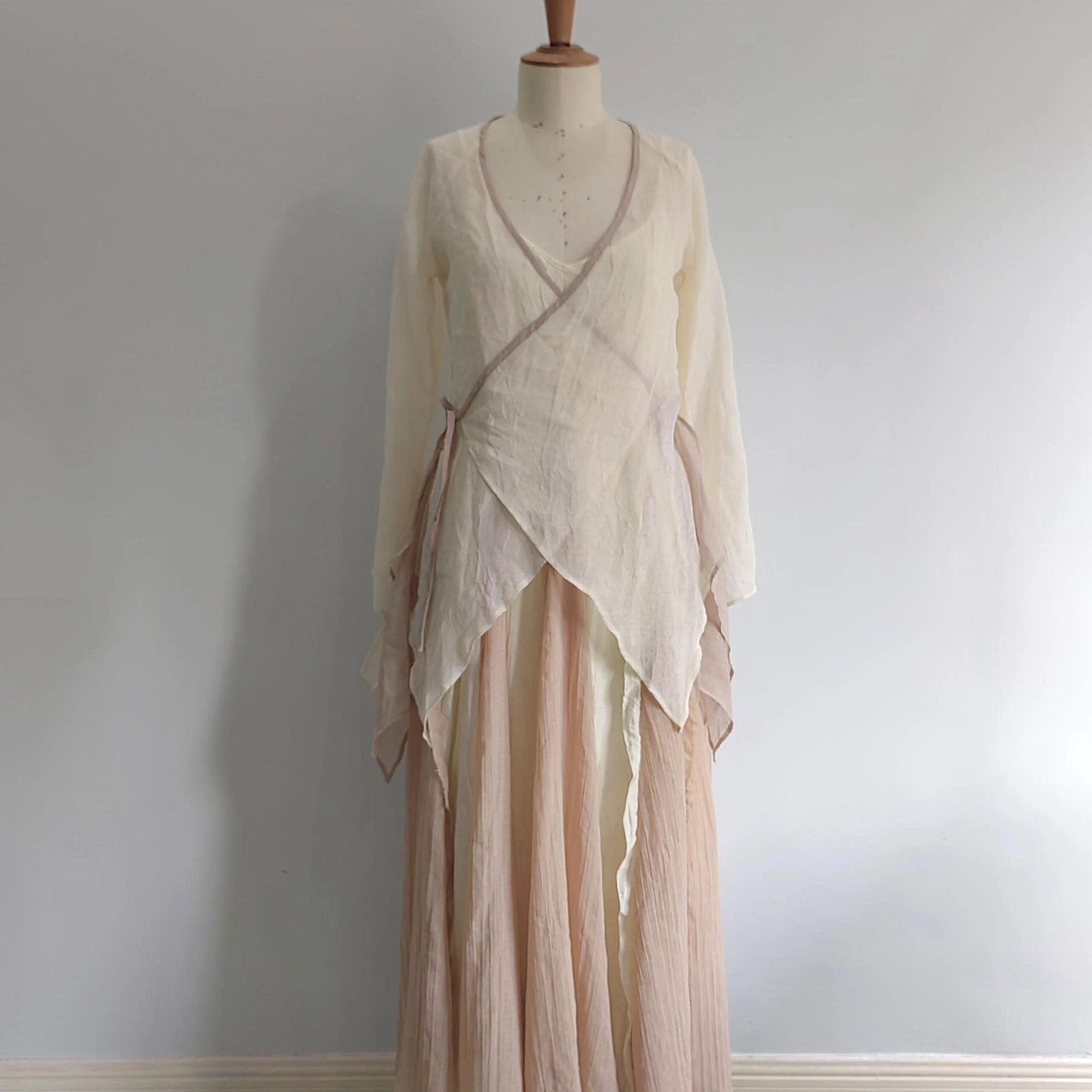 Large Volume Cami dress Maxi cami dress beige color flare dress cotton dress panel dress maxi dress