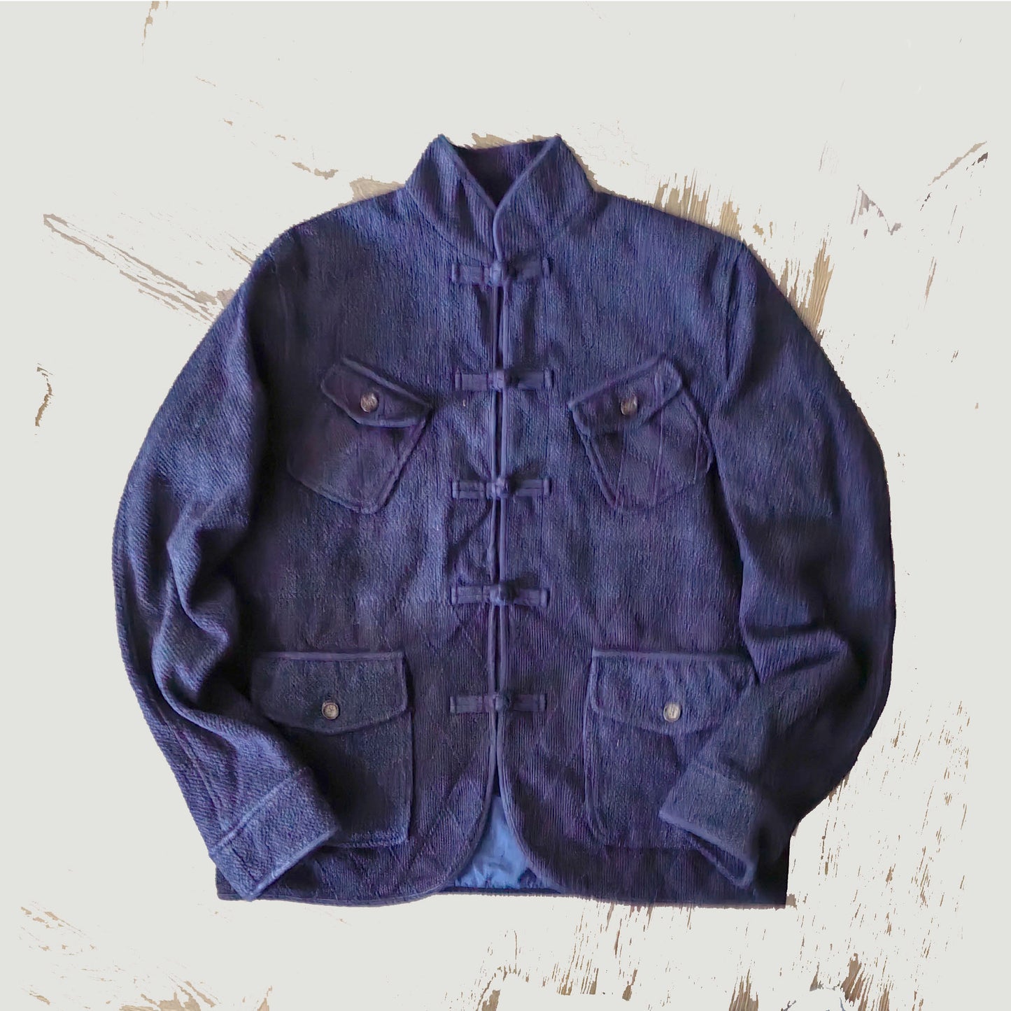 Indigo blue sashiko cheongsham jacket Chinese tang suit jacket modified tang suit jacket with big pockets sashik jacket indigo sashiko top