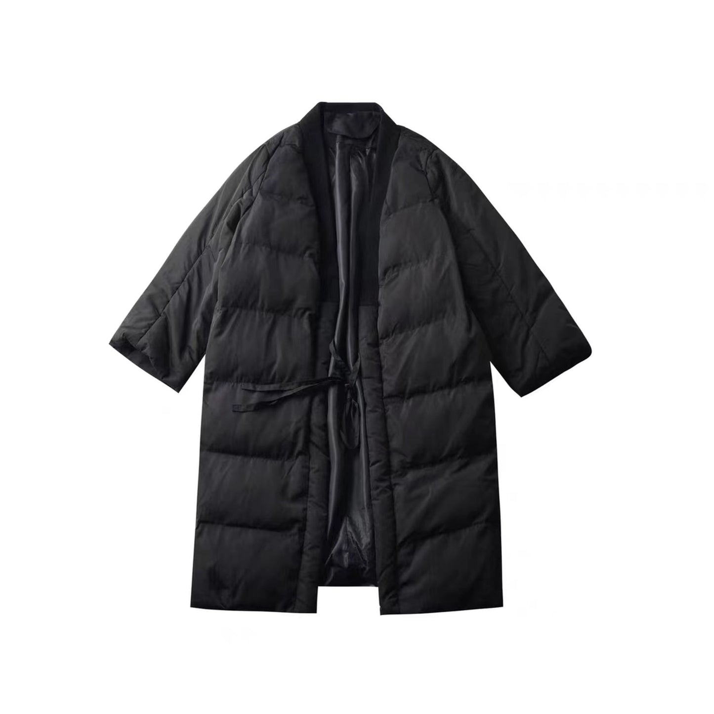 Black long kimono winter padded black kimono women size