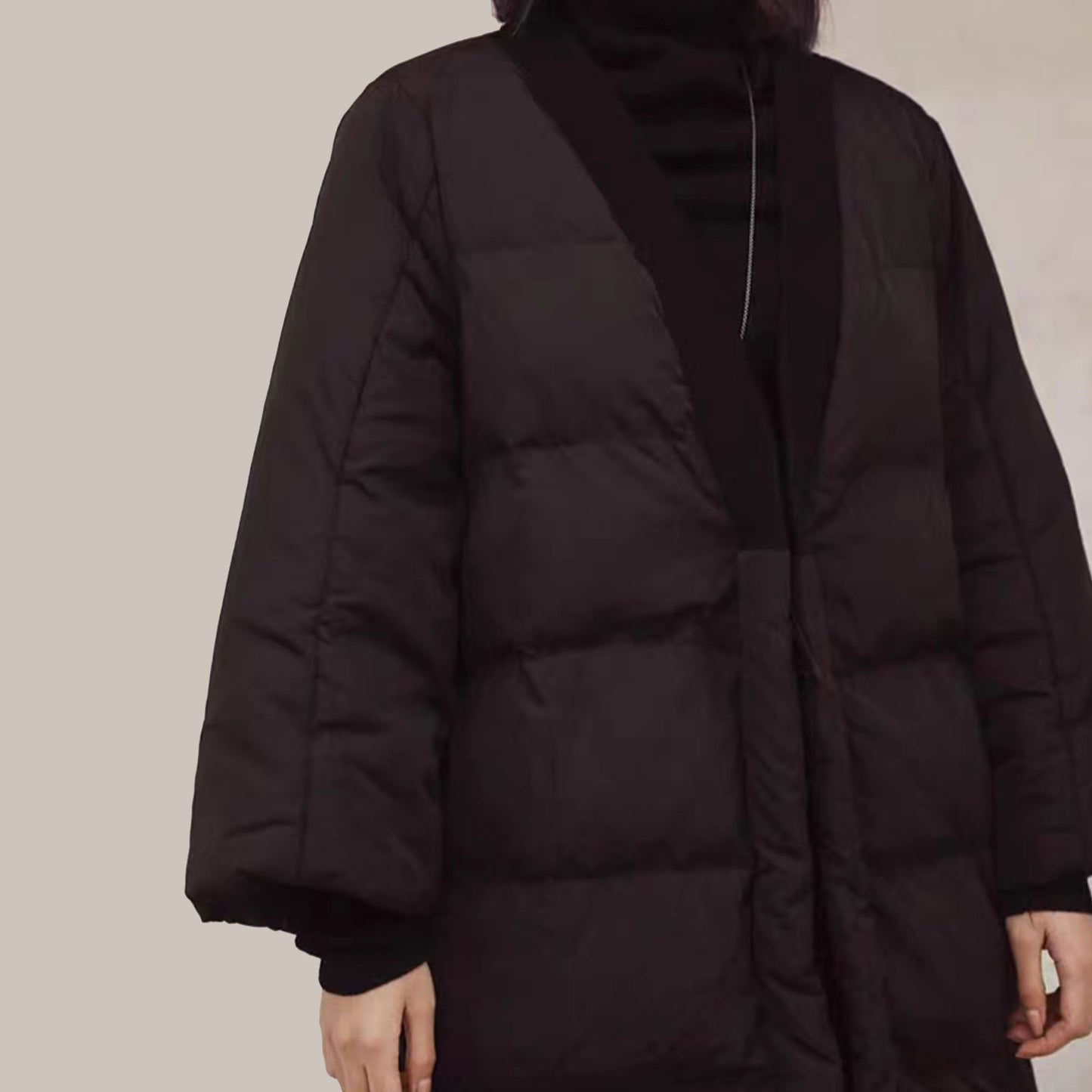 Black long kimono winter padded black kimono women size