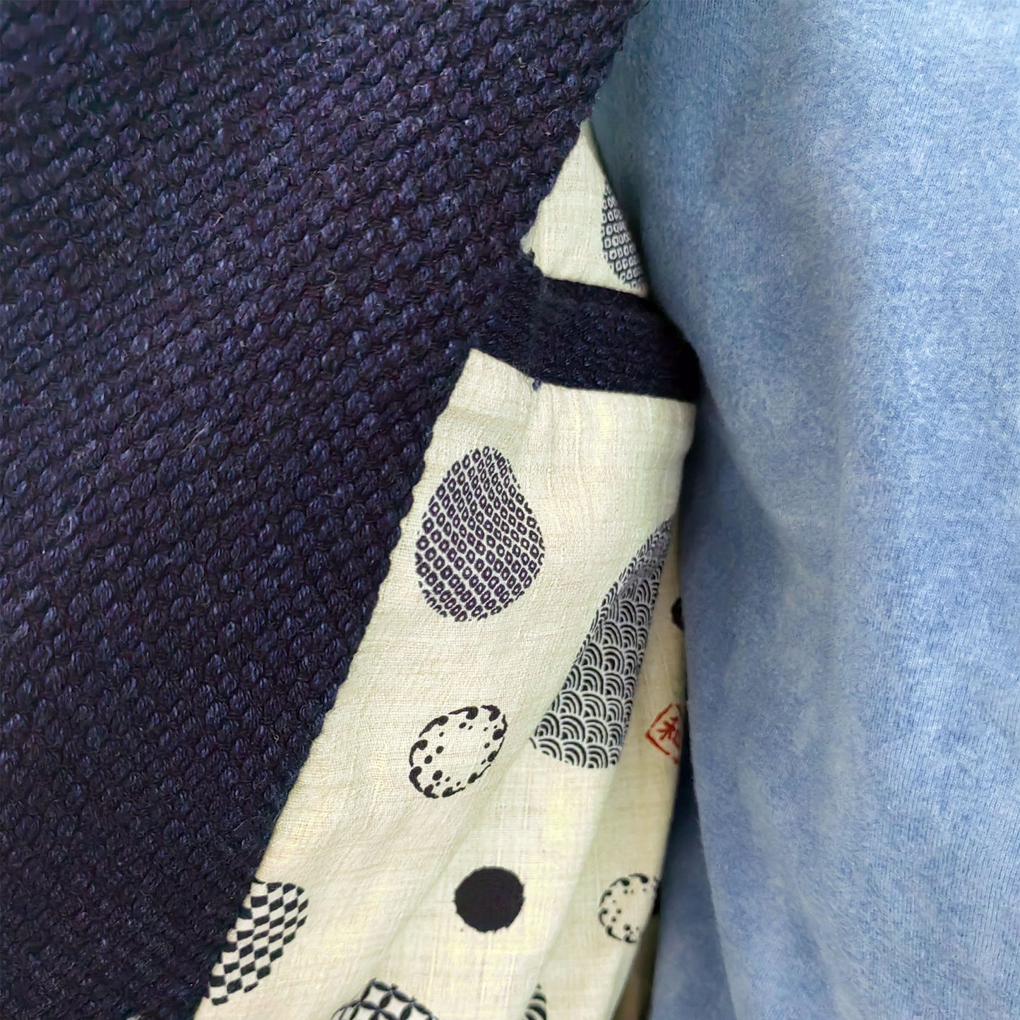 Indigo blue sashiko jacket sashiko suit double vent blazer for men plant dye sashiko fabric traditional suit men's sashiko jacket
