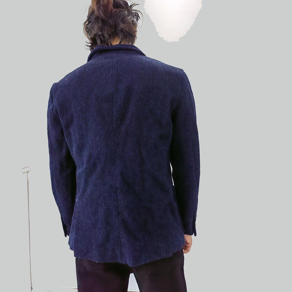 Indigo blue sashiko jacket sashiko suit double vent blazer for men plant dye sashiko fabric traditional suit men's sashiko jacket
