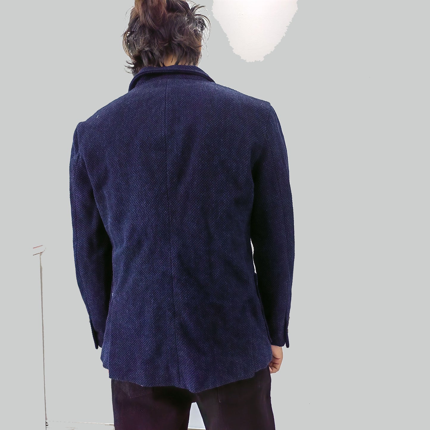 Indigo blue sashiko jacket sashiko suit double vent blazer for men plant dye sashiko fabric traditional suit men's sashiko jacket