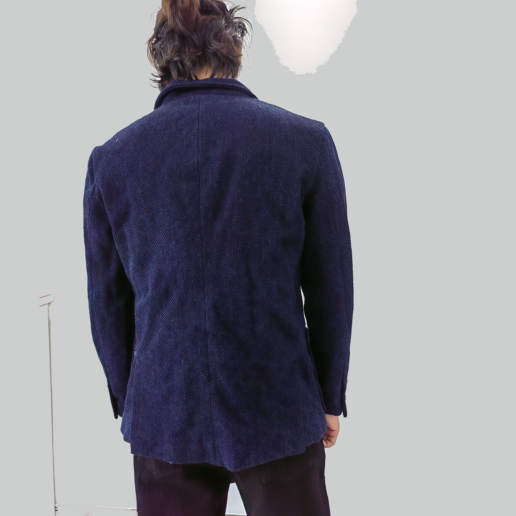 Indigo blue sashiko jacket sashiko suit double vent blazer for men plant dye sashiko fabric traditional suit men's sashiko jacket