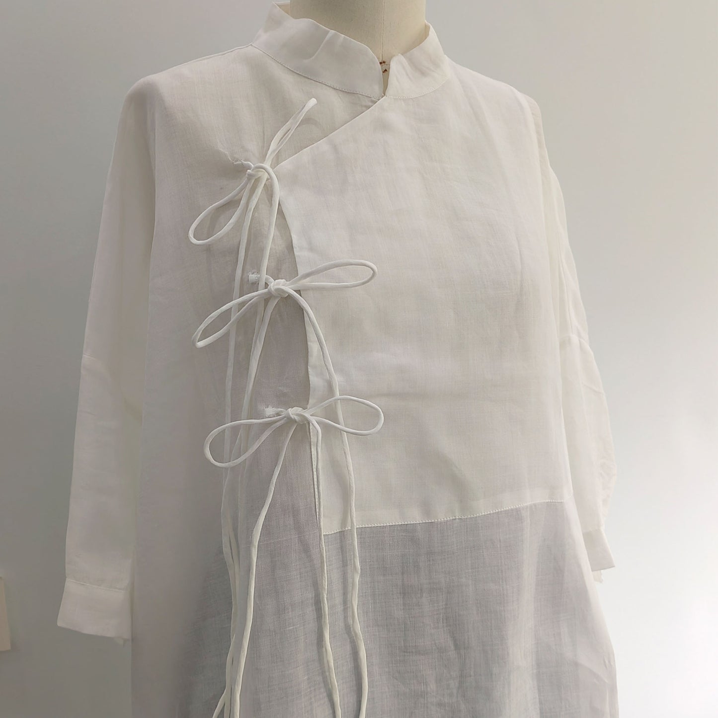 Ramie shirtdress Hanfu Shirt Hanfu Long Shirtdress Chinese Hanfu Top Modified Hanfu Ramie Dress Shirt Neza Studio Custom Made Linen Dress wrap dress