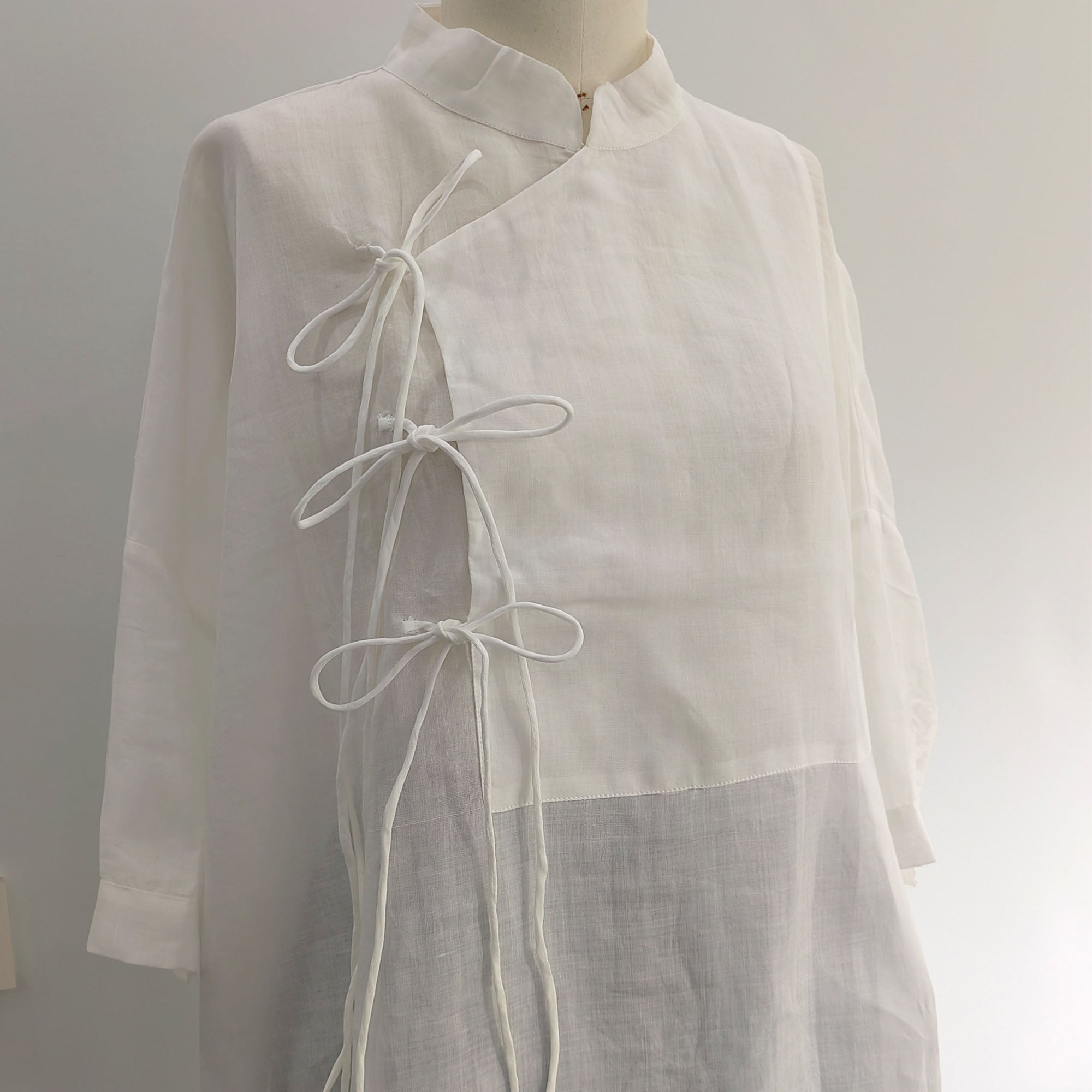 Ramie shirtdress Hanfu Shirt Hanfu Long Shirtdress Chinese Hanfu Top Modified Hanfu Ramie Dress Shirt Neza Studio Custom Made Linen Dress wrap dress