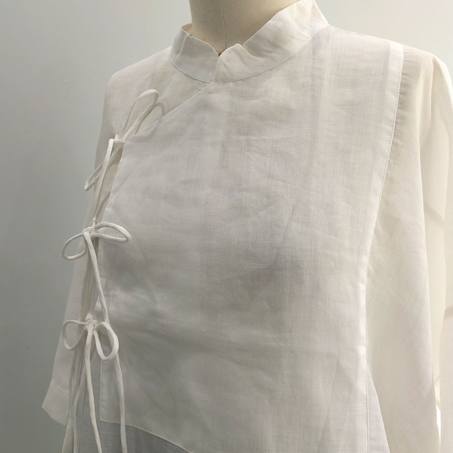 Ramie shirtdress Hanfu Shirt Hanfu Long Shirtdress Chinese Hanfu Top Modified Hanfu Ramie Dress Shirt Neza Studio Custom Made Linen Dress wrap dress