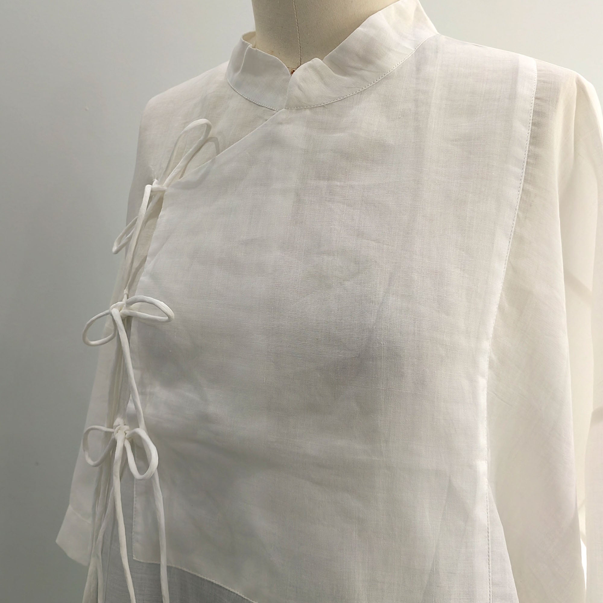 Ramie shirtdress Hanfu Shirt Hanfu Long Shirtdress Chinese Hanfu Top Modified Hanfu Ramie Dress Shirt Neza Studio Custom Made Linen Dress wrap dress