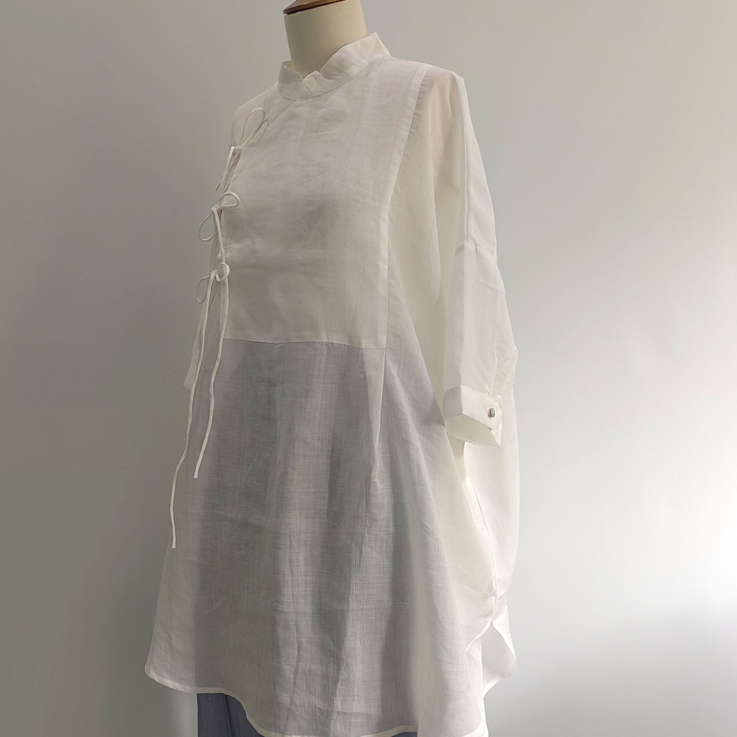 Ramie shirtdress Hanfu Shirt Hanfu Long Shirtdress Chinese Hanfu Top Modified Hanfu Ramie Dress Shirt Neza Studio Custom Made Linen Dress wrap dress