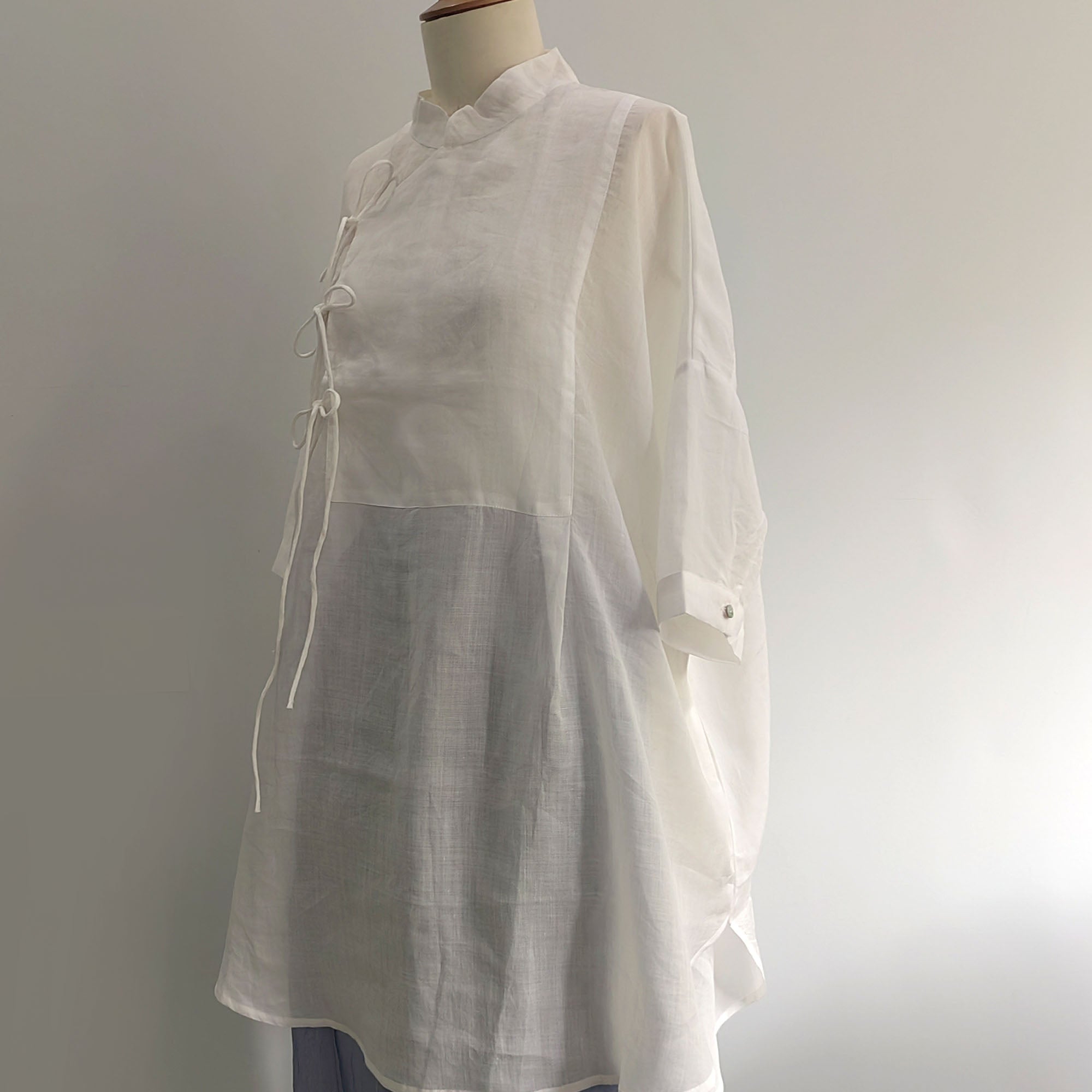Ramie shirtdress Hanfu Shirt Hanfu Long Shirtdress Chinese Hanfu Top Modified Hanfu Ramie Dress Shirt Neza Studio Custom Made Linen Dress wrap dress