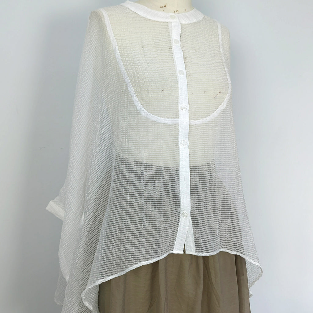 Extra wide sleeves round shape spring summer blouse Tencel blended sheer fabric butterfly shape shirt women cape summer cape sun protec top