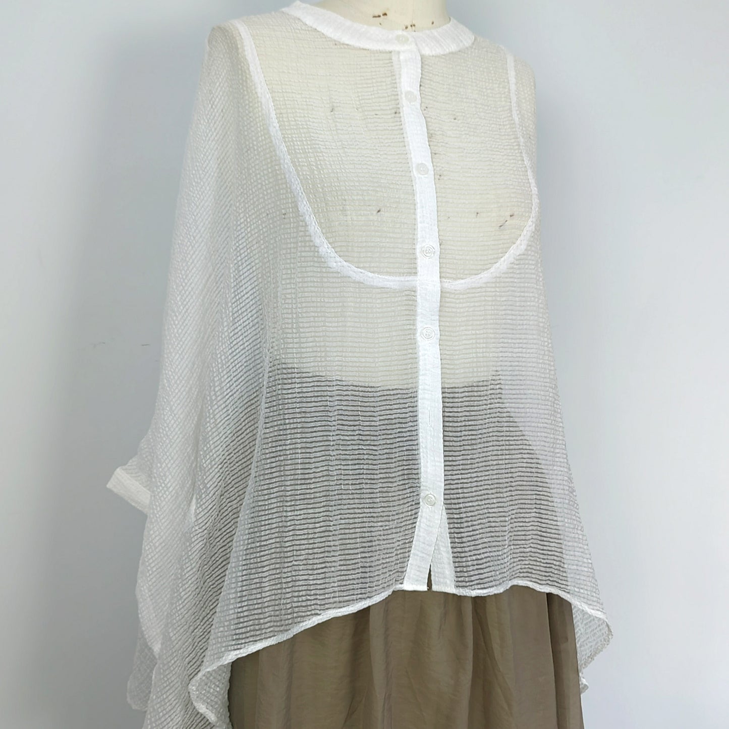 Extra wide sleeves round shape spring summer blouse Tencel blended sheer fabric butterfly shape shirt women cape summer cape sun protec top