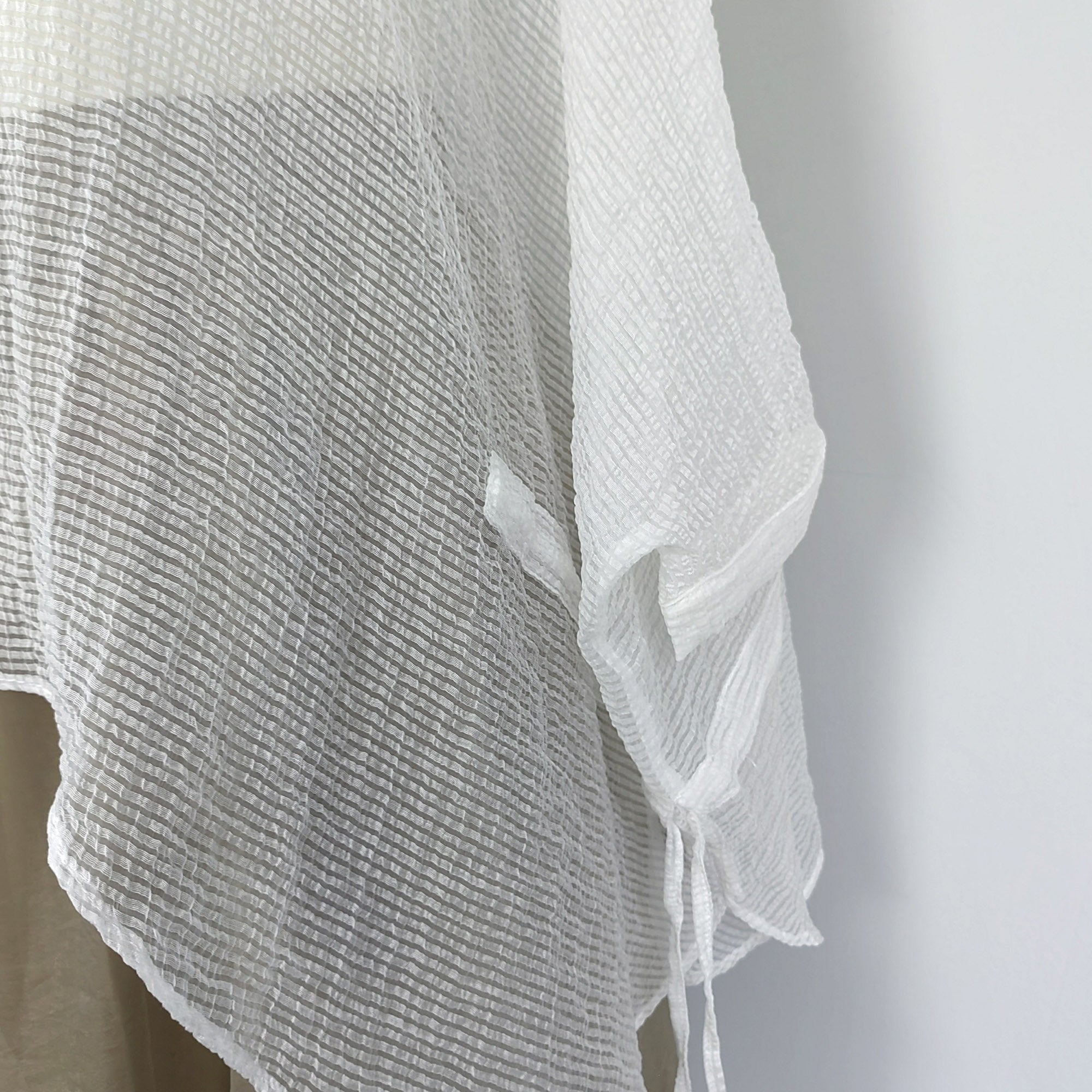 Extra wide sleeves round shape spring summer blouse Tencel blended sheer fabric butterfly shape shirt women cape summer cape sun protec top