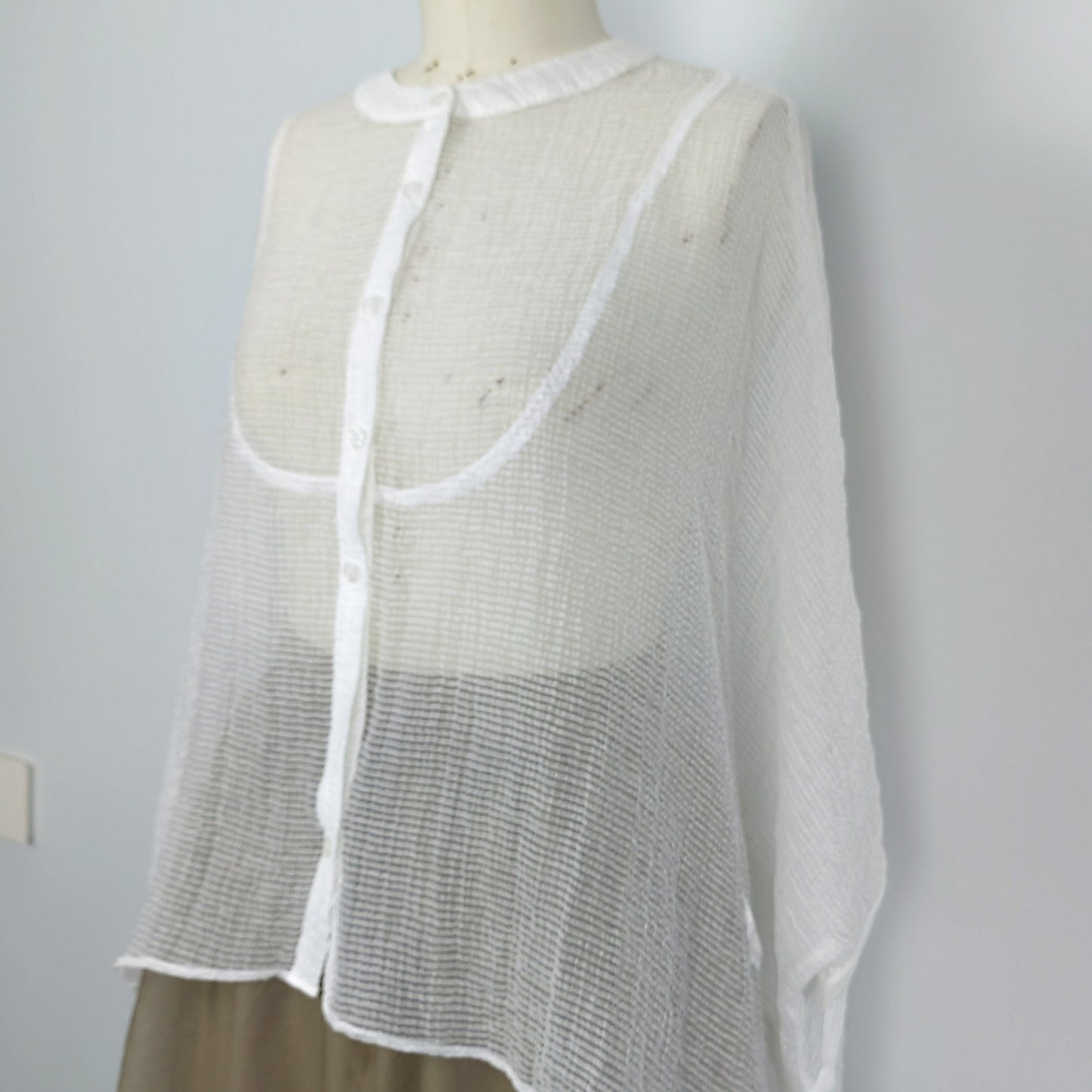 Extra wide sleeves round shape spring summer blouse Tencel blended sheer fabric butterfly shape shirt women cape summer cape sun protec top