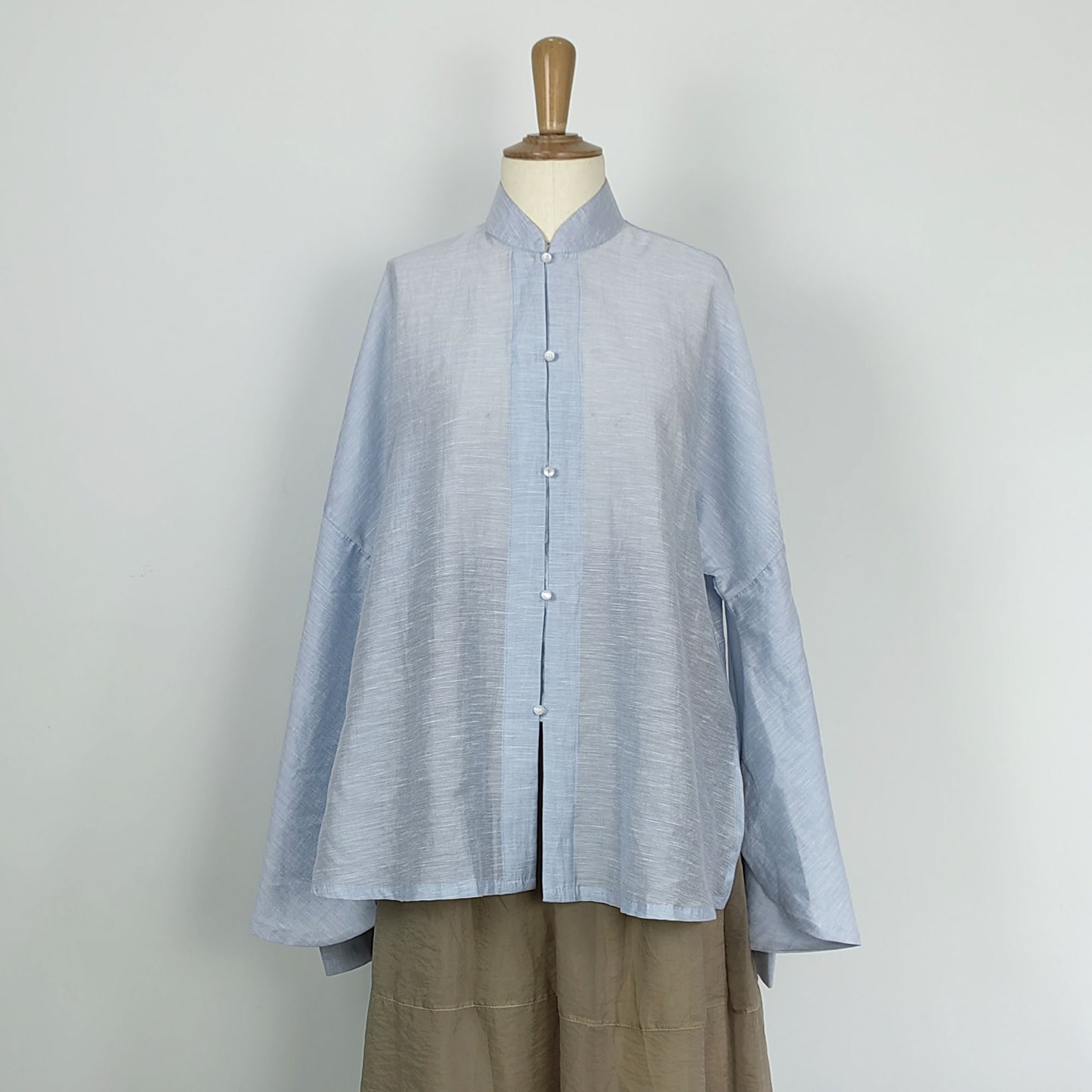 Curvy sleeves spring blouse tencel fabric Chinese style Ming dynasty style shirt