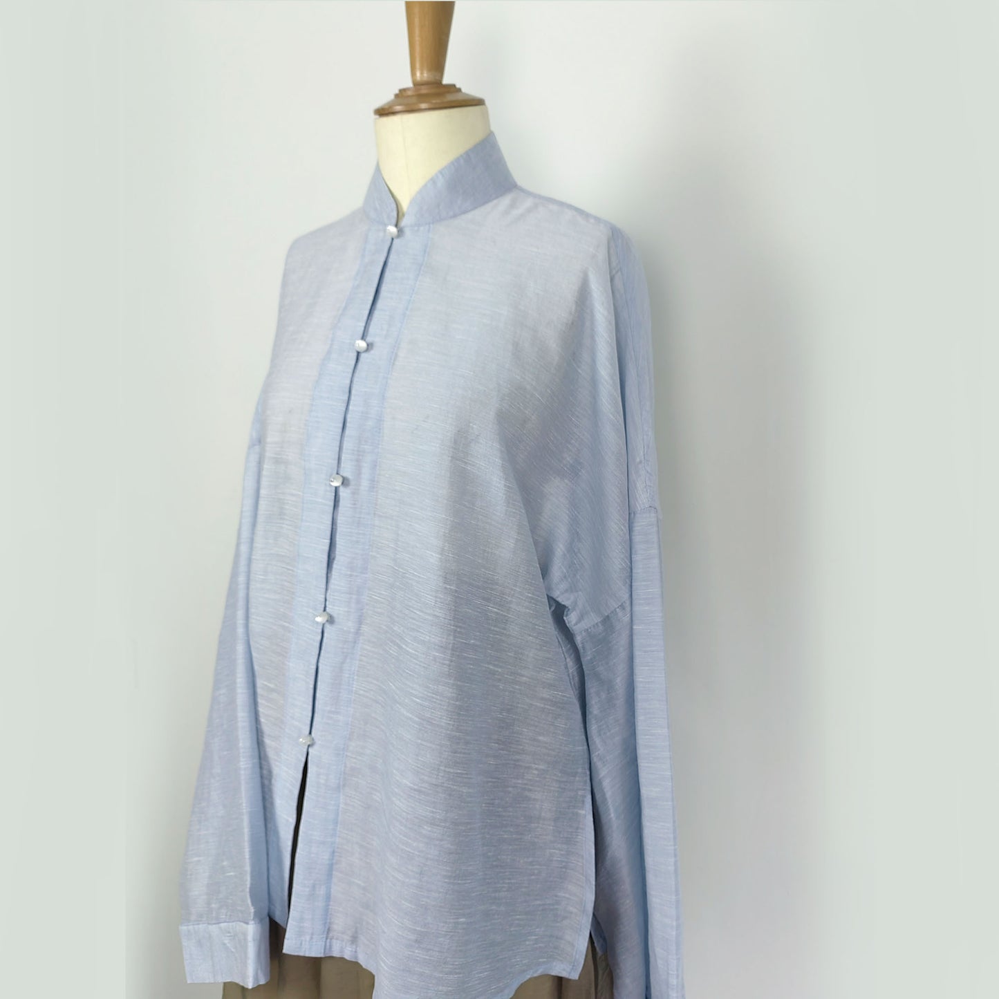Curvy sleeves spring blouse tencel fabric Chinese style Ming dynasty style shirt
