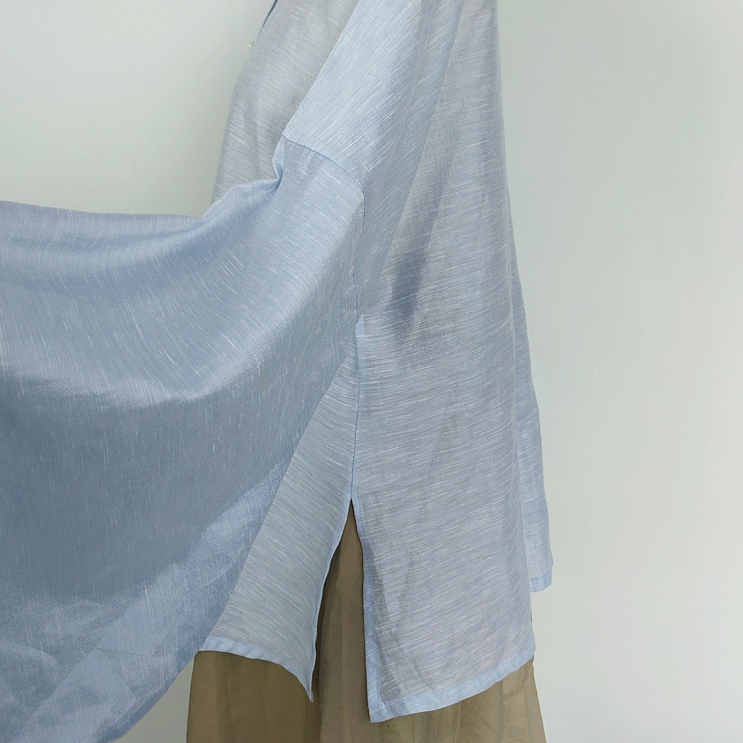 Curvy sleeves spring blouse tencel fabric Chinese style Ming dynasty style shirt