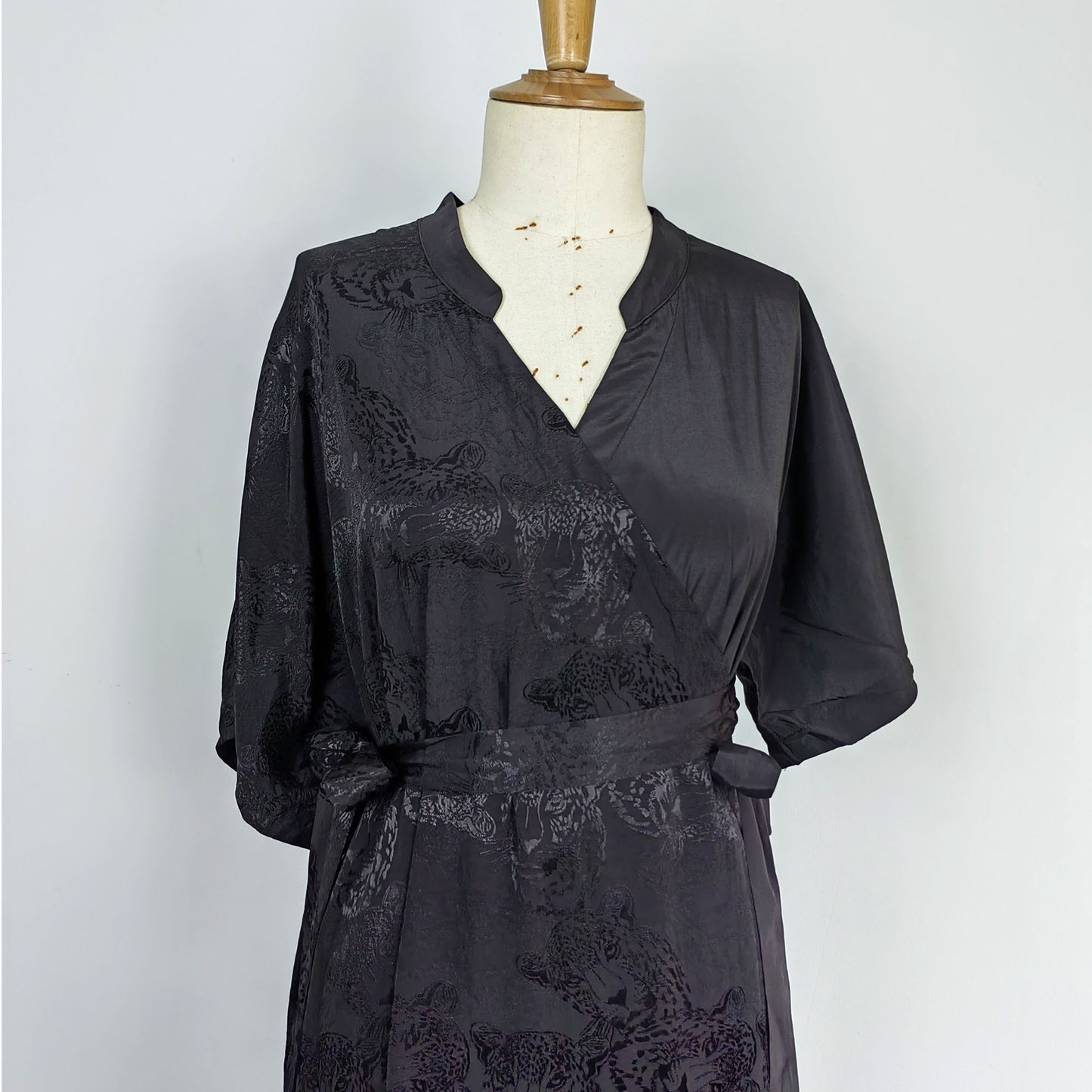 WU XIA style black dress v neck cross front lapel wrap dress Chinese Style modified hanfu black wrap dress