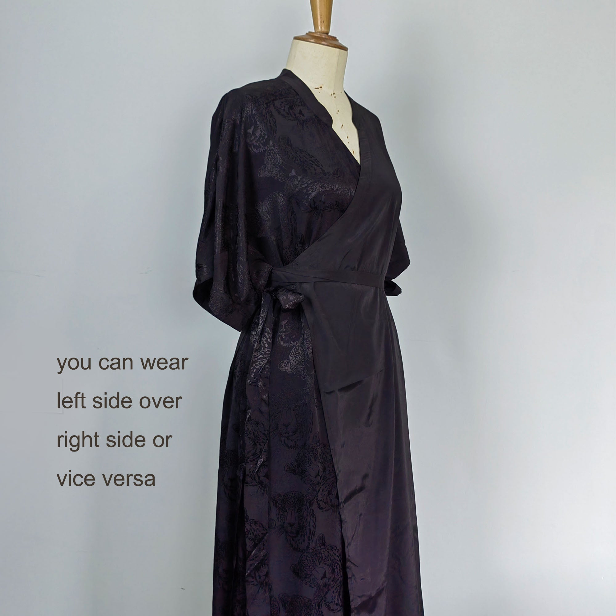 WU XIA style black dress v neck cross front lapel wrap dress Chinese Style modified hanfu black wrap dress