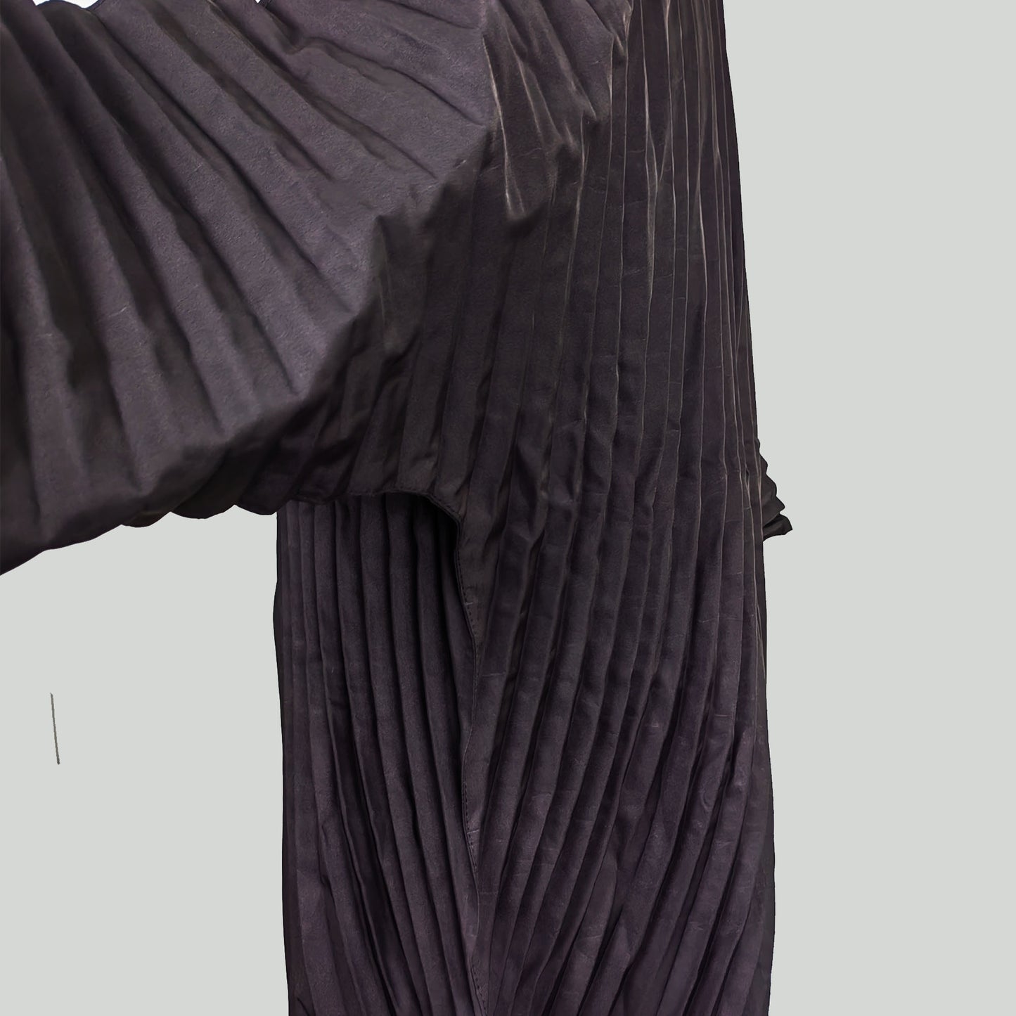 Pleated black top and pants set sculpture shape shirt and wide leg pants pleats fabric creative shape A SET