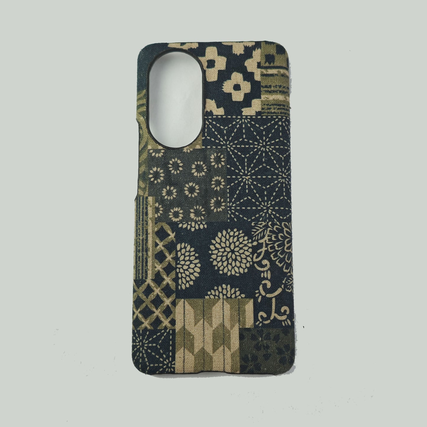 Neza Studio iPhone X/XS/11/7/8/7plus/11pro/12 /13/14 Japanese fabric patchwork motif Fabric Phone Case Samsung Huawei phone Case