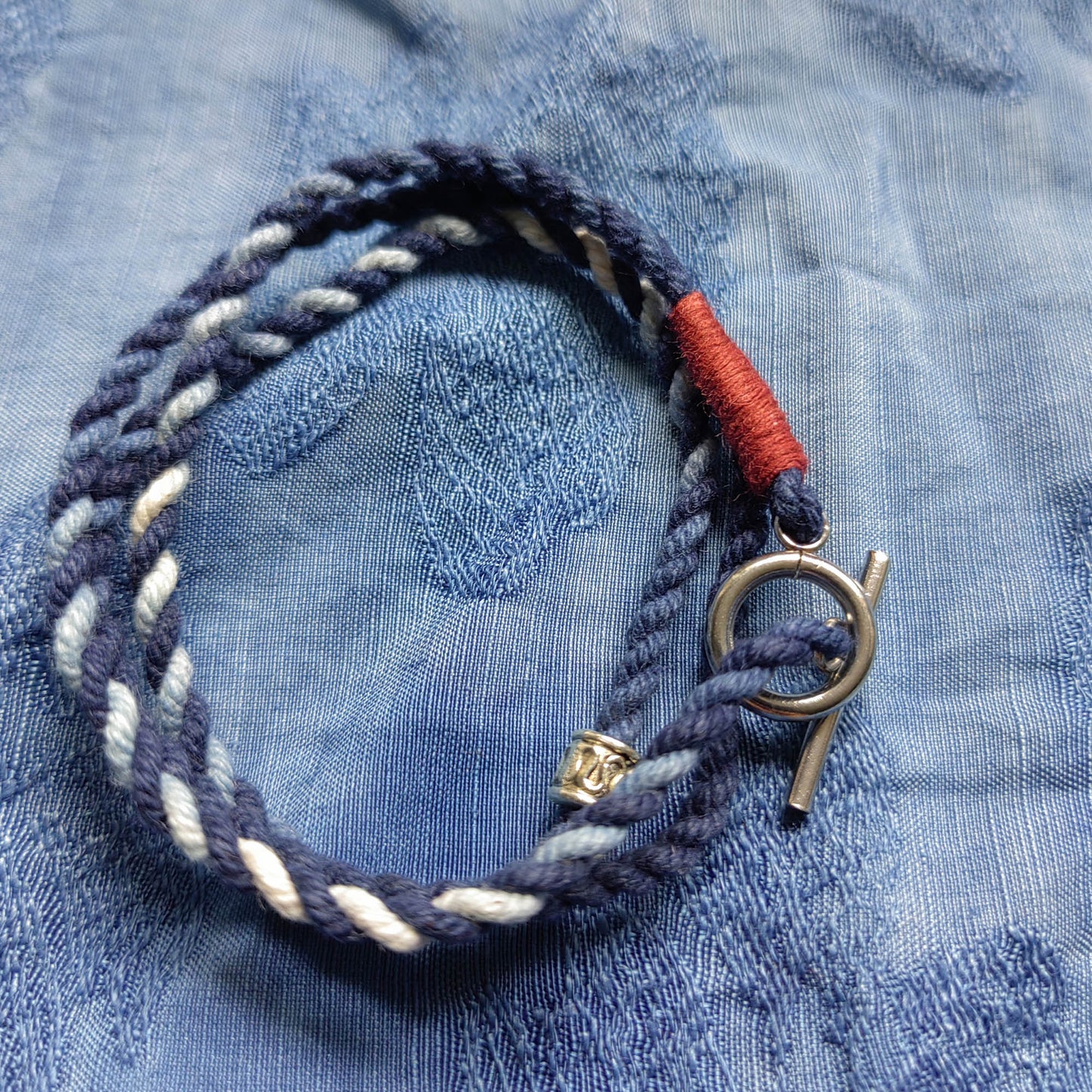 Friendship bracelets Indigo Hand dye Blue braided friendship bracelet unisex kumihimo bracelet/Necklace  with silver hook 3 sizes