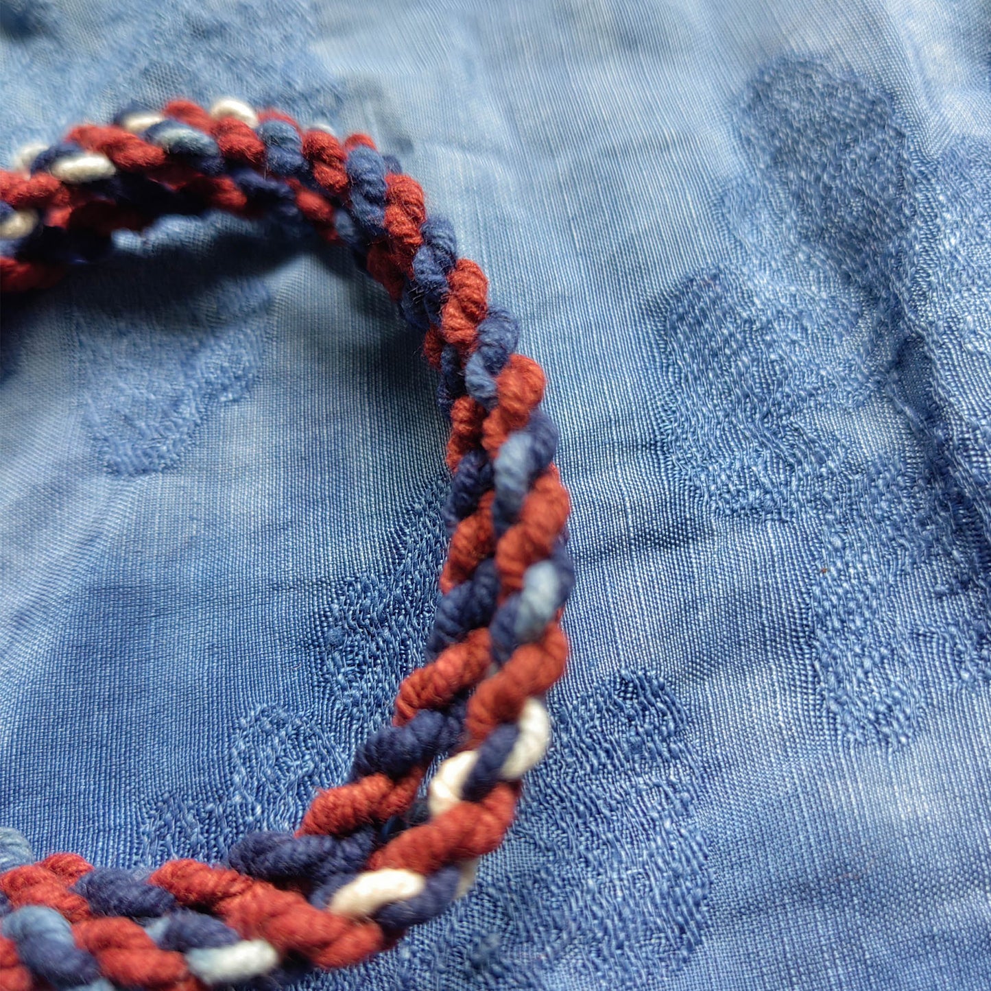 Cotton thread braided bracelet friendship bracelet made by tie dye cotton thread sapanwood dye cotton 4 strands thick yarn double bracelet