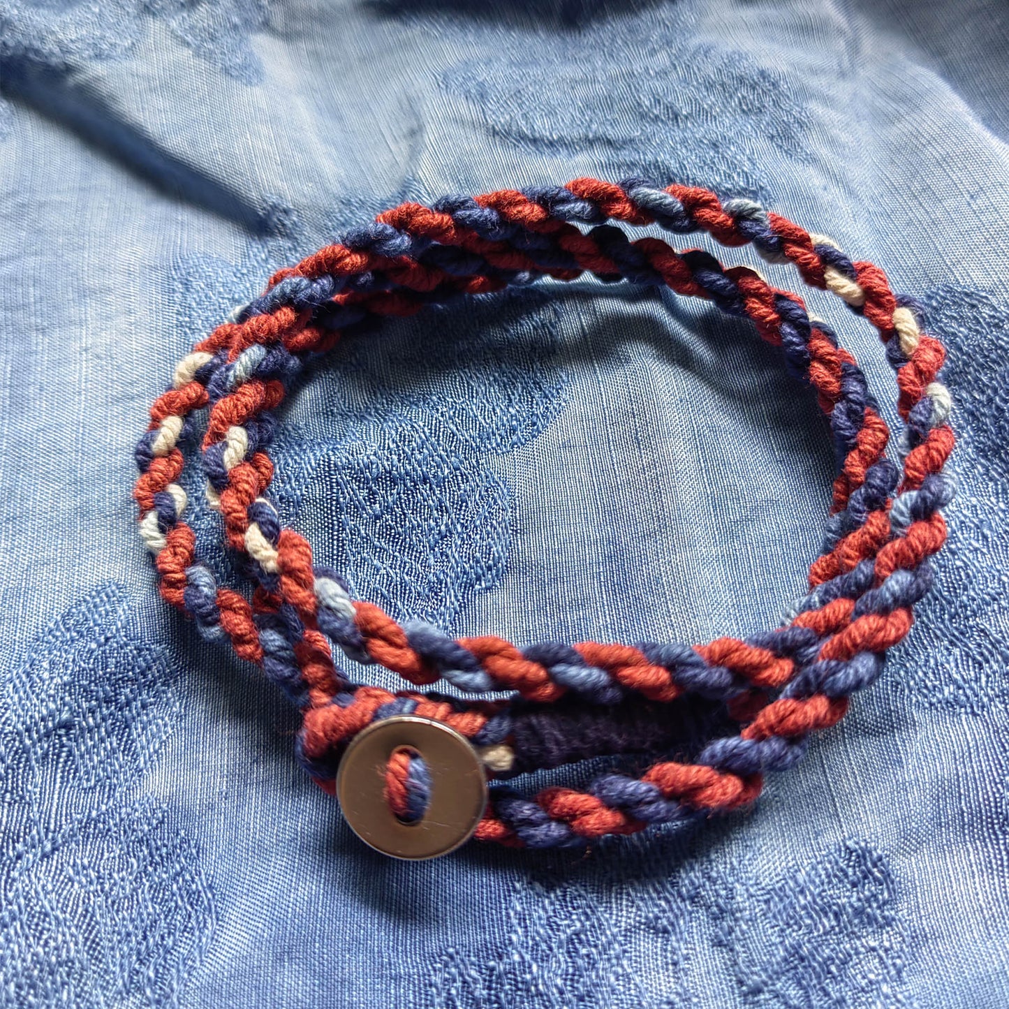 Cotton thread braided bracelet friendship bracelet made by tie dye cotton thread sapanwood dye cotton 4 strands thick yarn double bracelet