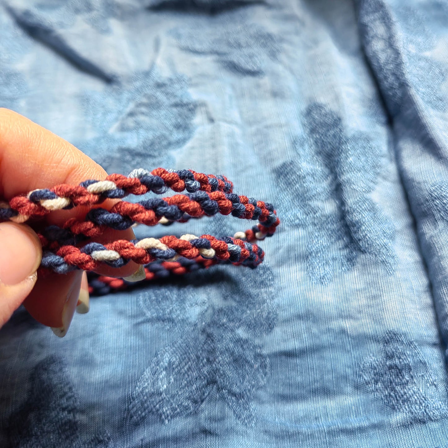 Cotton thread braided bracelet friendship bracelet made by tie dye cotton thread sapanwood dye cotton 4 strands thick yarn double bracelet