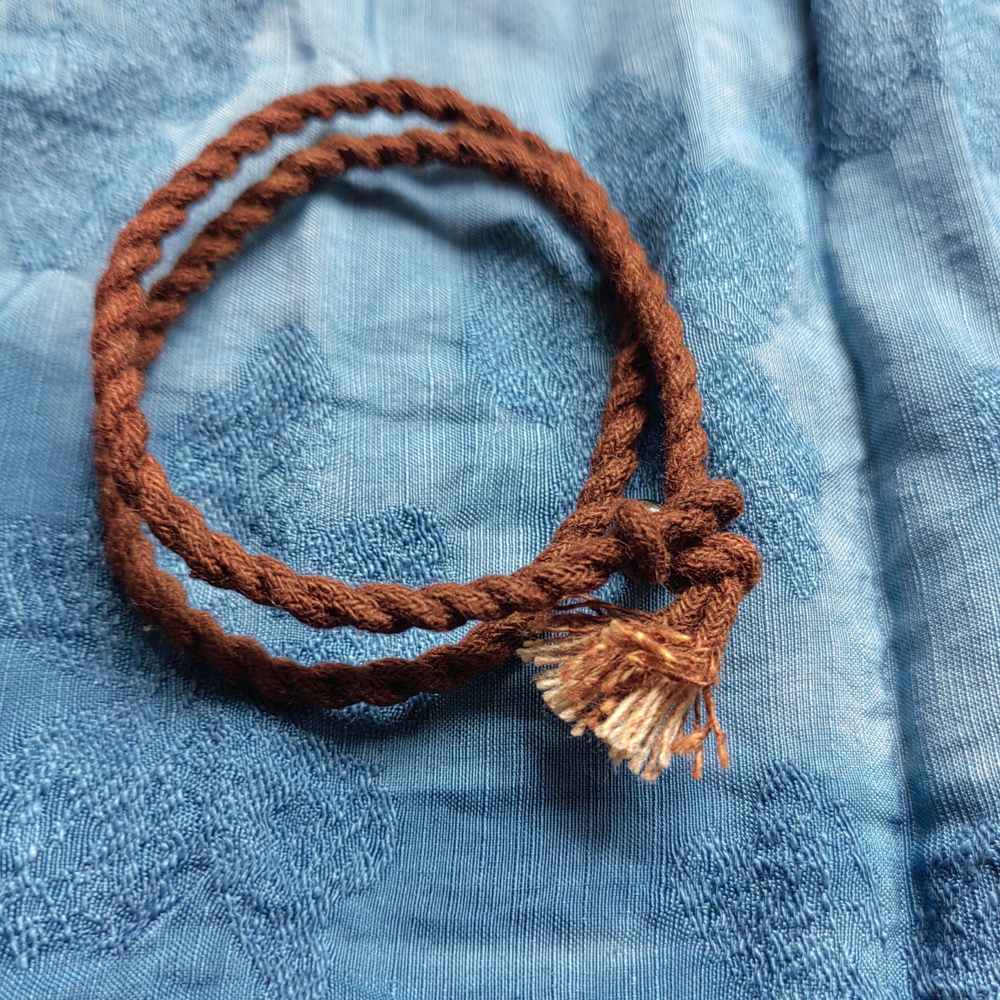 Persimmon dye cotton thread bracelet Hand dye yarn braided Bangle unisex kumihimo bracelet with silver beads Custom size unisex Bracelets