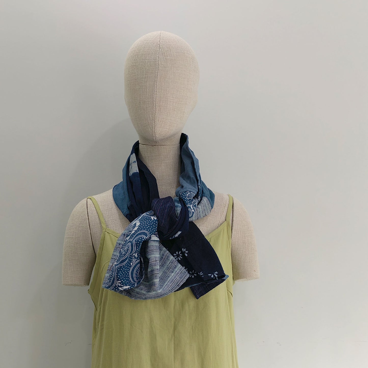 Large Patchwork scarf Indigo Blue shawl boro scarf Vintage Fabric Patch scarf women's scarf Hand Woven Fabric wrap hood blanket dark blue