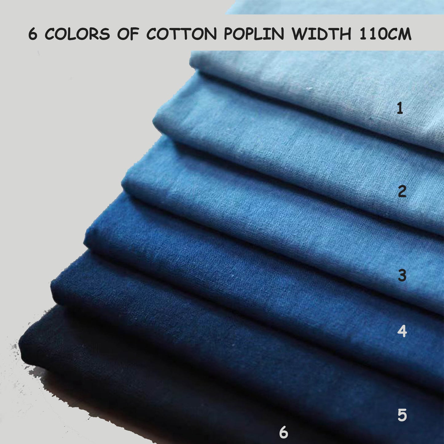 Plant dyed indigo fabric woad dyeing cotton fabric different blue tone wide width cotton poplin fabric