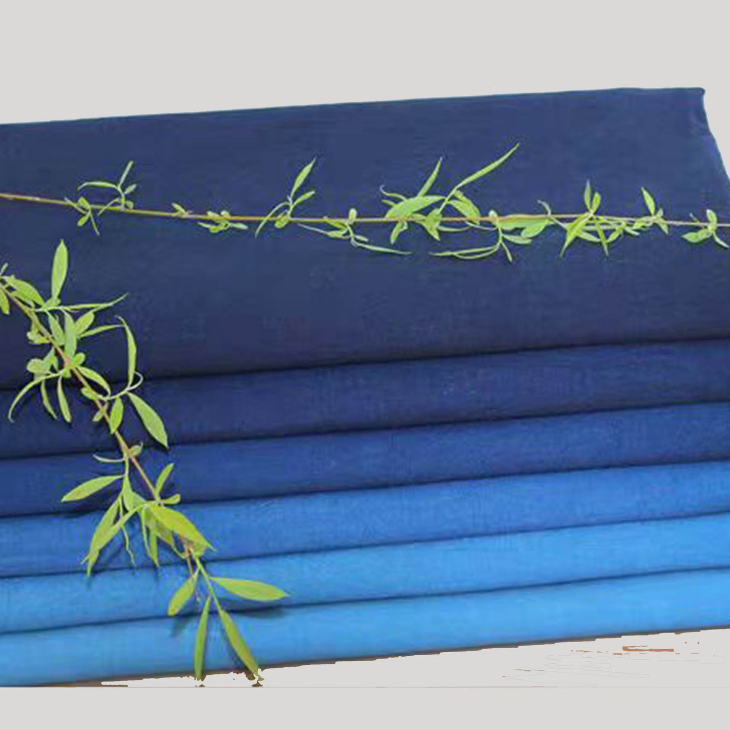 Plant dyed indigo fabric woad dyeing cotton fabric different blue tone wide width cotton poplin fabric