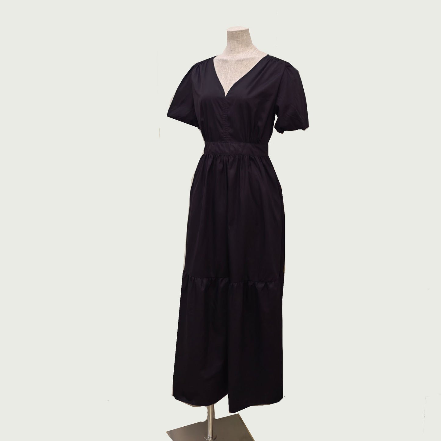 Black cotton dress max cotton dress bubble sleeves cotton dress