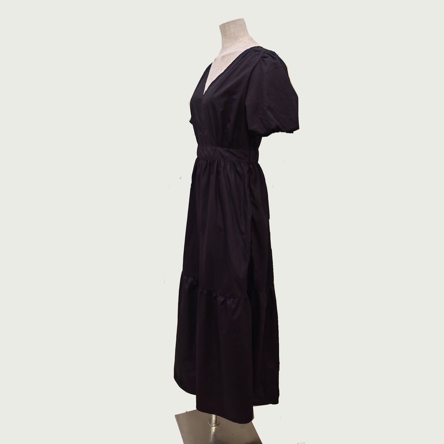 Black cotton dress max cotton dress bubble sleeves cotton dress