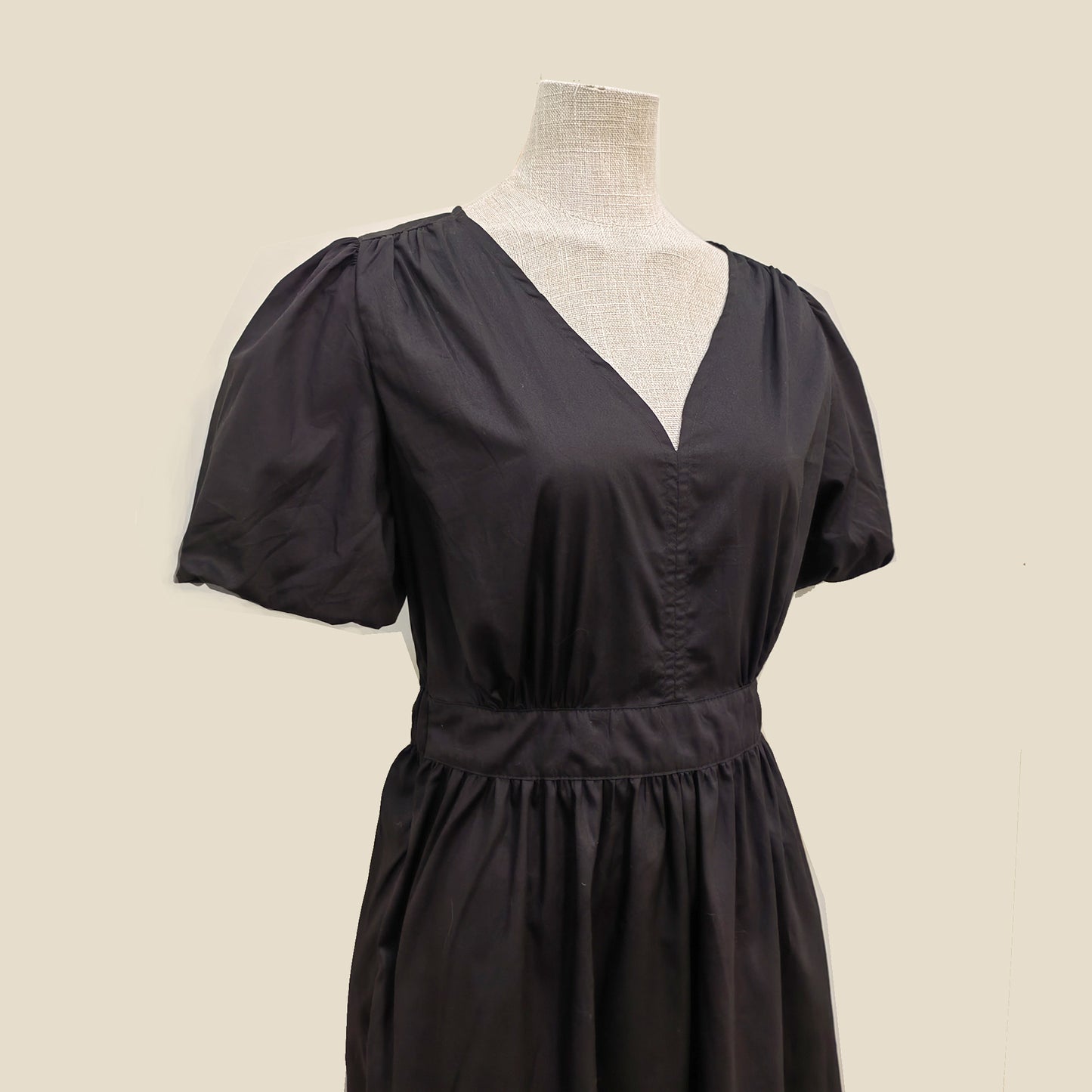 Black cotton dress max cotton dress bubble sleeves cotton dress