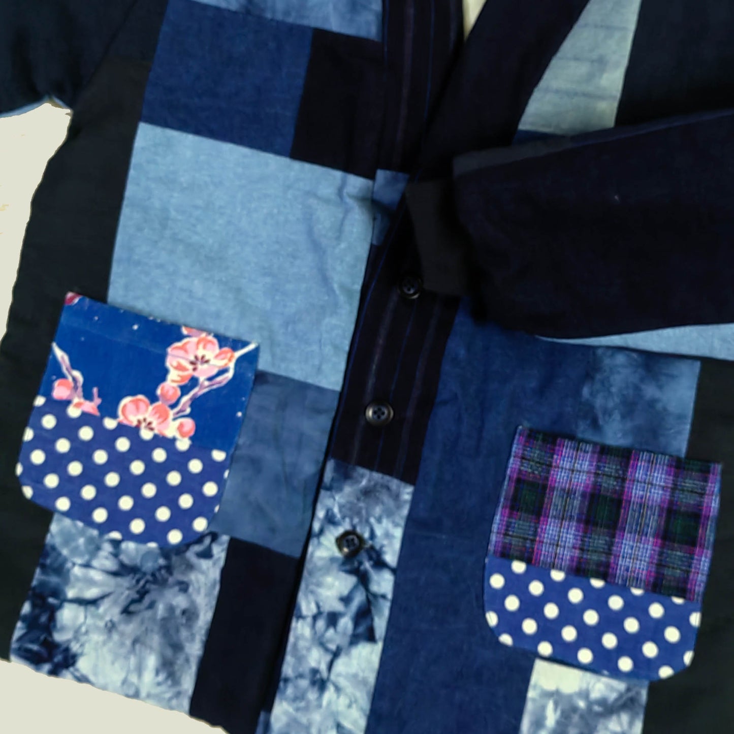 Custom made children Jacket Patchwork toddler coat Indigo plant dyed patchwork coat baby jacket