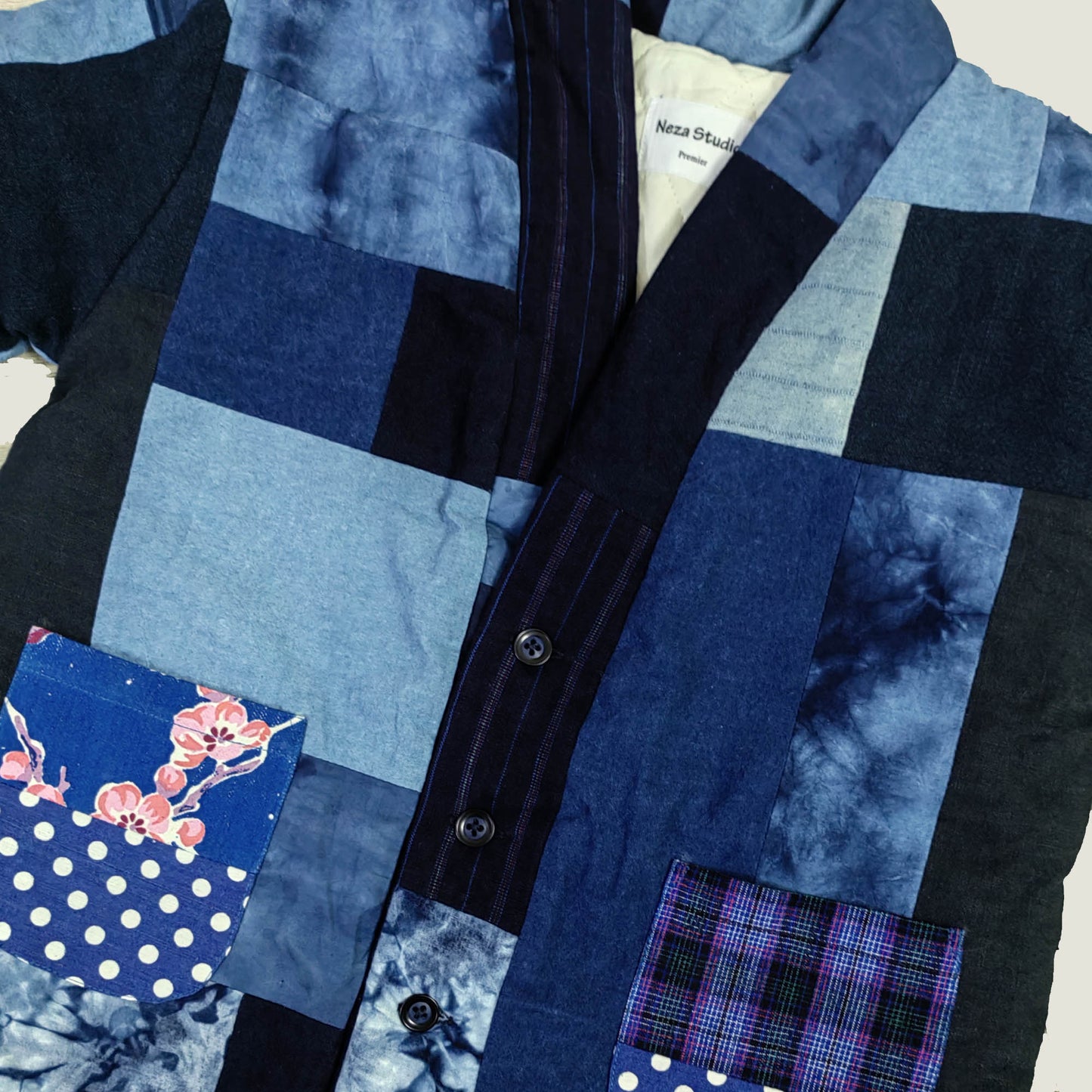 Custom made children Jacket Patchwork toddler coat Indigo plant dyed patchwork coat baby jacket