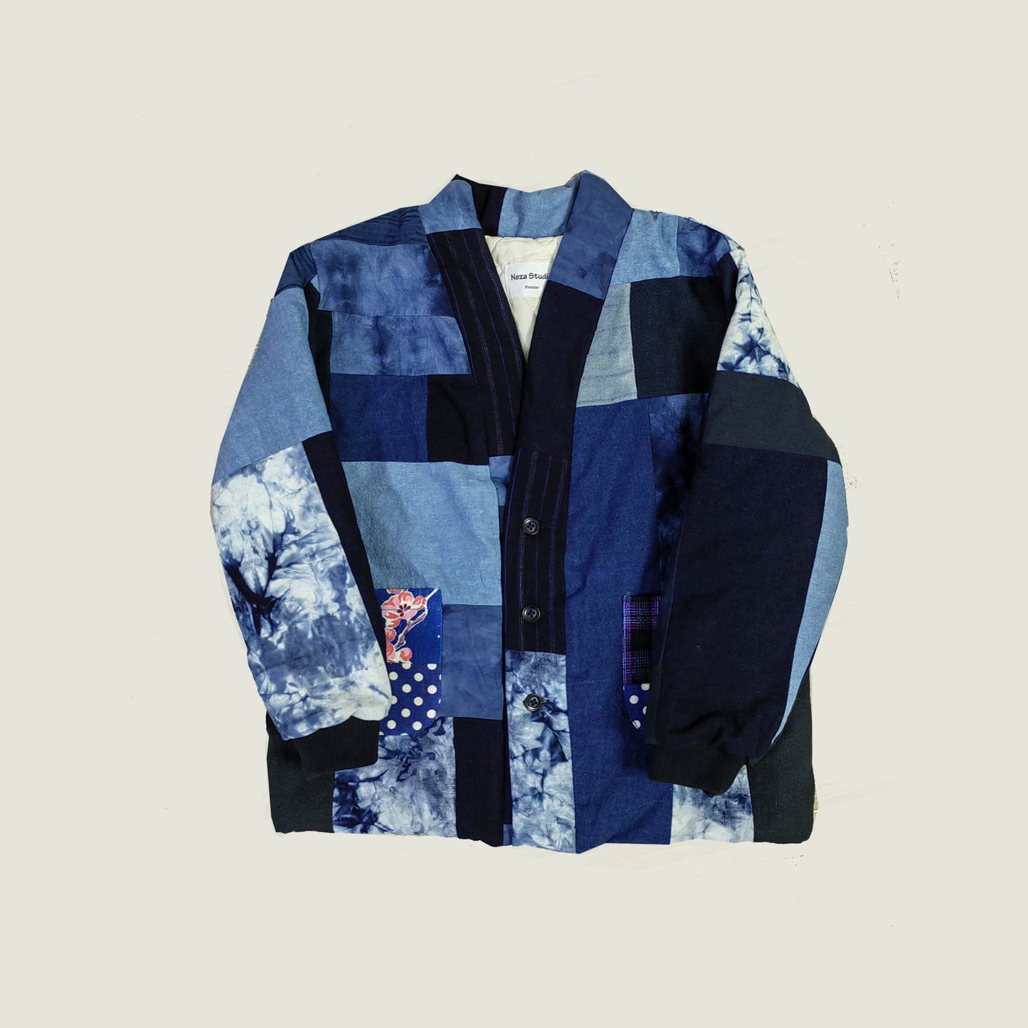 Custom made children Jacket Patchwork toddler coat Indigo plant dyed patchwork coat baby jacket