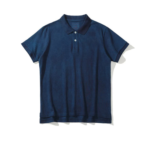 Indigo Polo Shirt plant dyed T shirt Indigo blue  Tee Indigo navy blue cotton polo t shirts