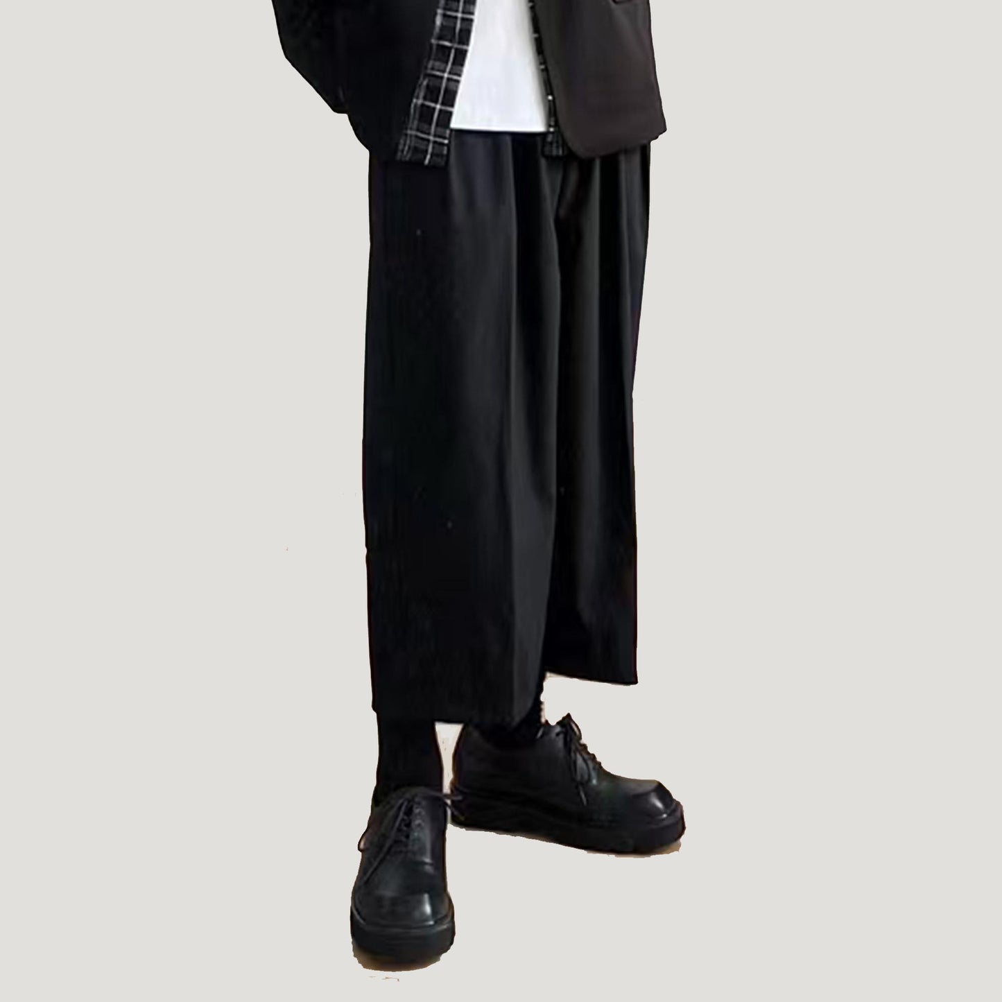 Loose fit crop pants suiting fabric crop pants unisex retro style suiting pants