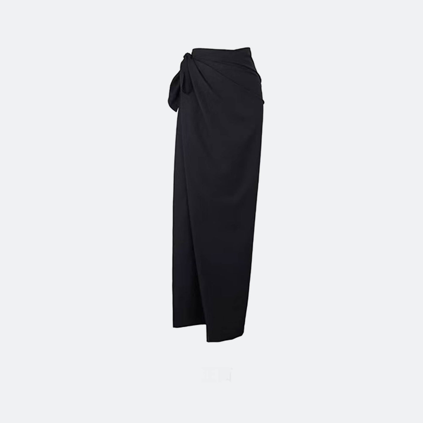 One piece wrap skirt black suiting fabric max length wrap skirt