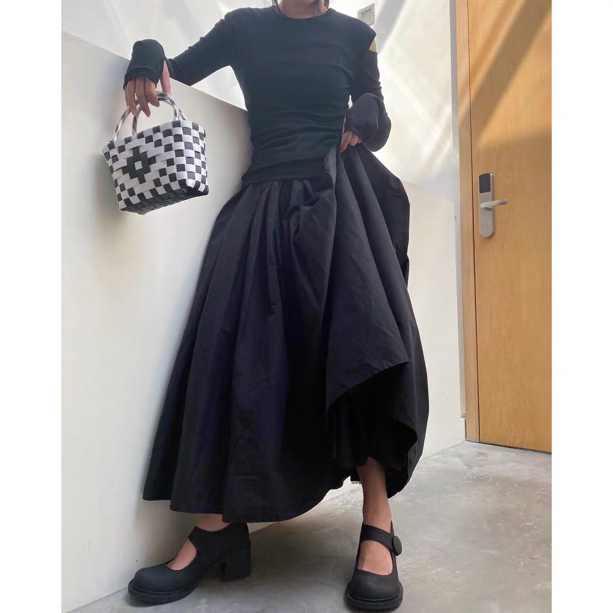 Puff cotton skirt 3 layers A line skirt Black and white colors