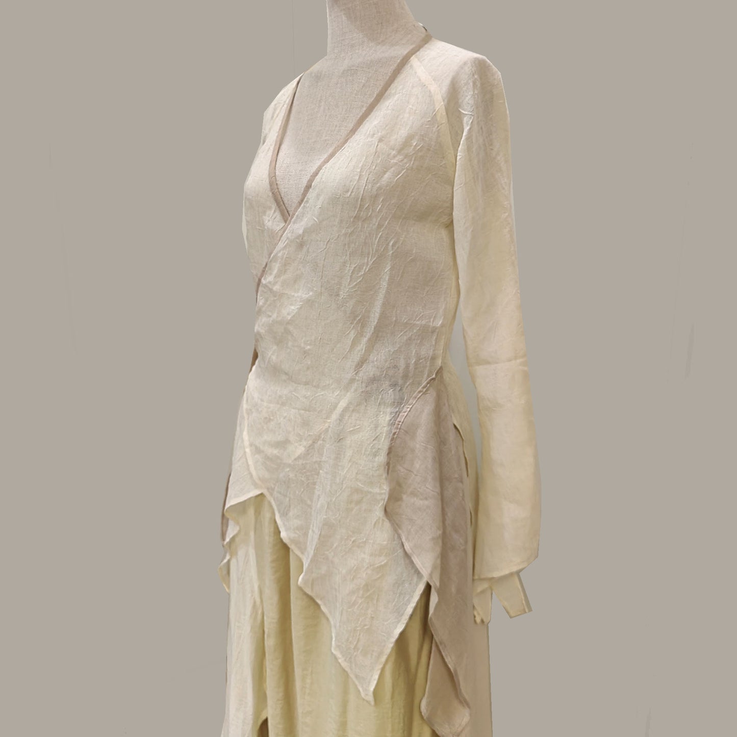 Cross front blouse Tencel fabric sheer top