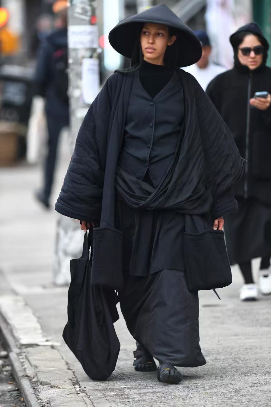 Padded long coat Kimono padded coat flap over hem padded coat.