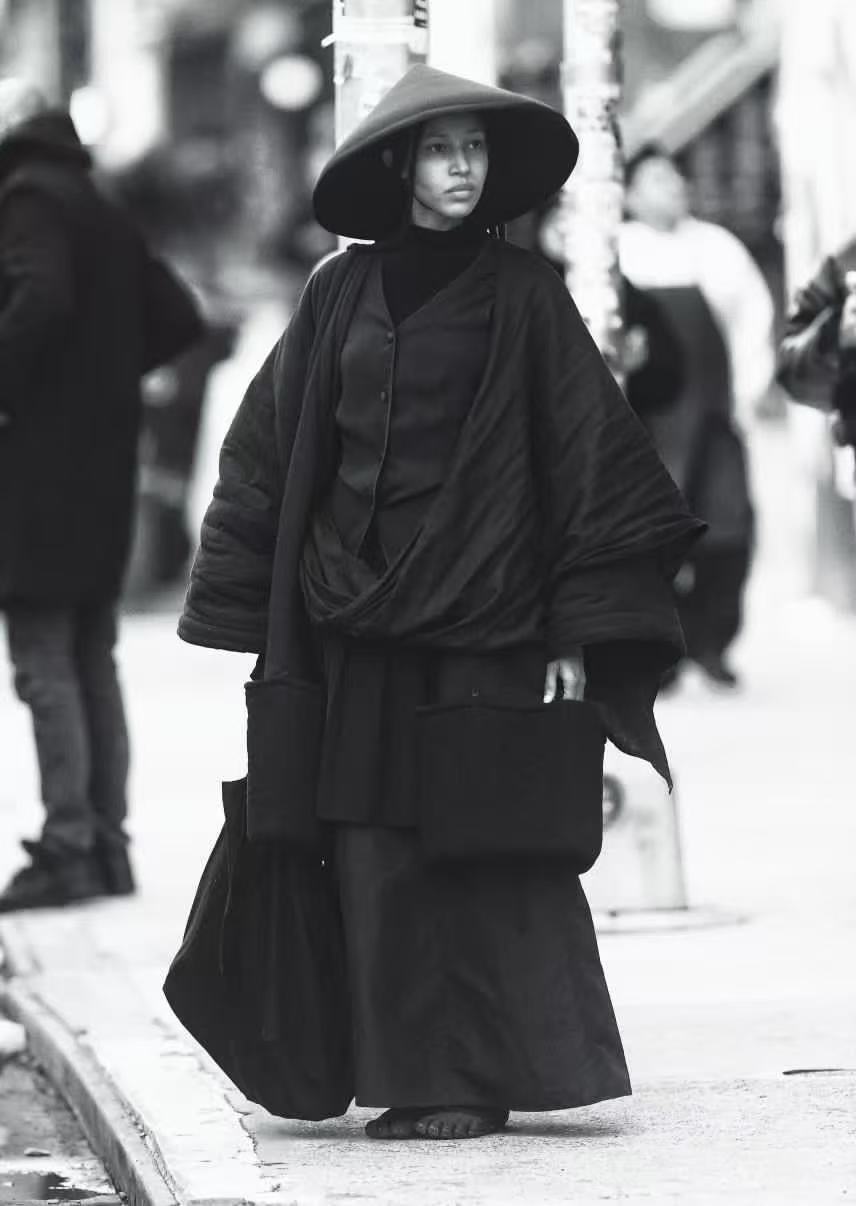 Padded long coat Kimono padded coat flap over hem padded coat.