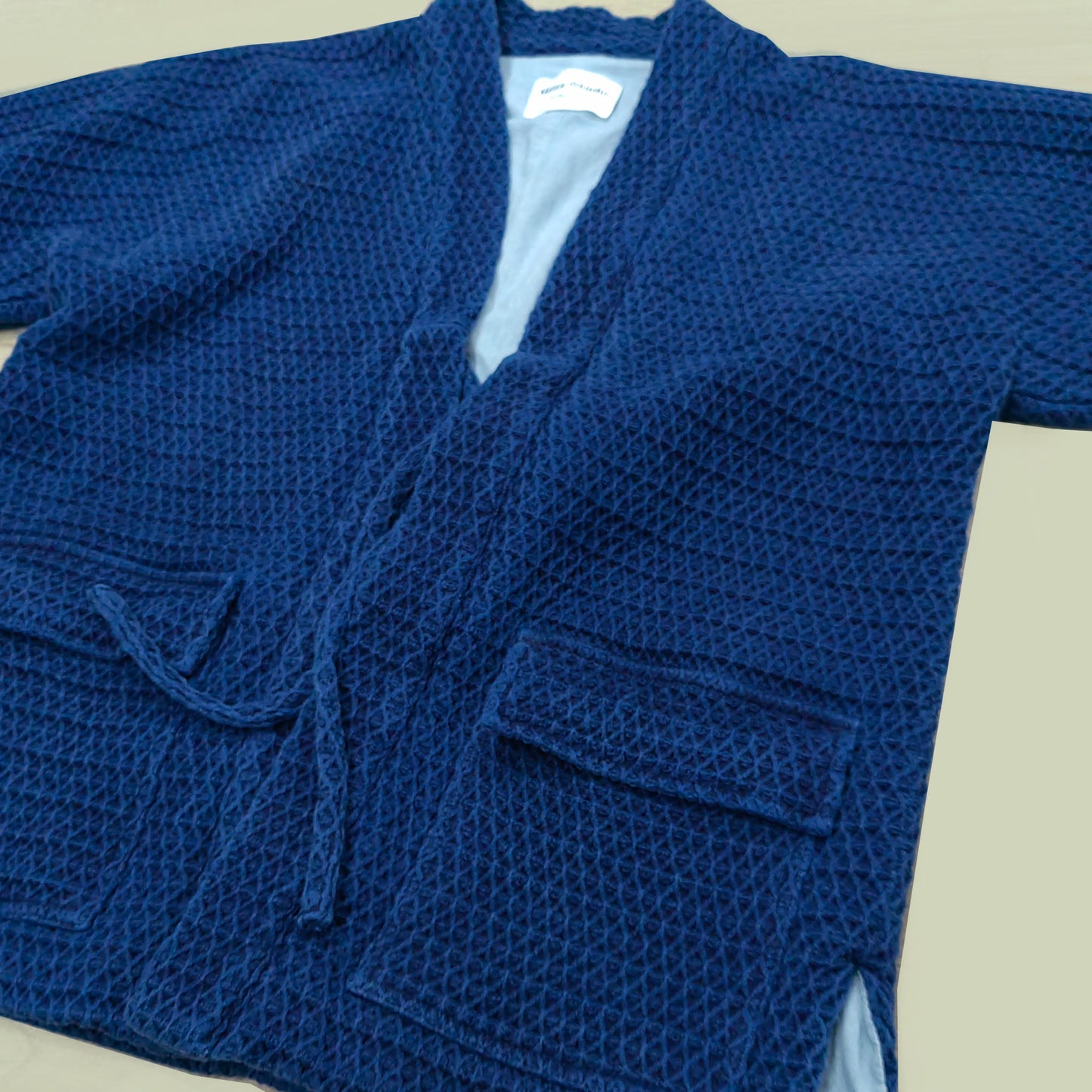 Plant dyed kimono jacket thick cotton honey comb weave cotton kimono